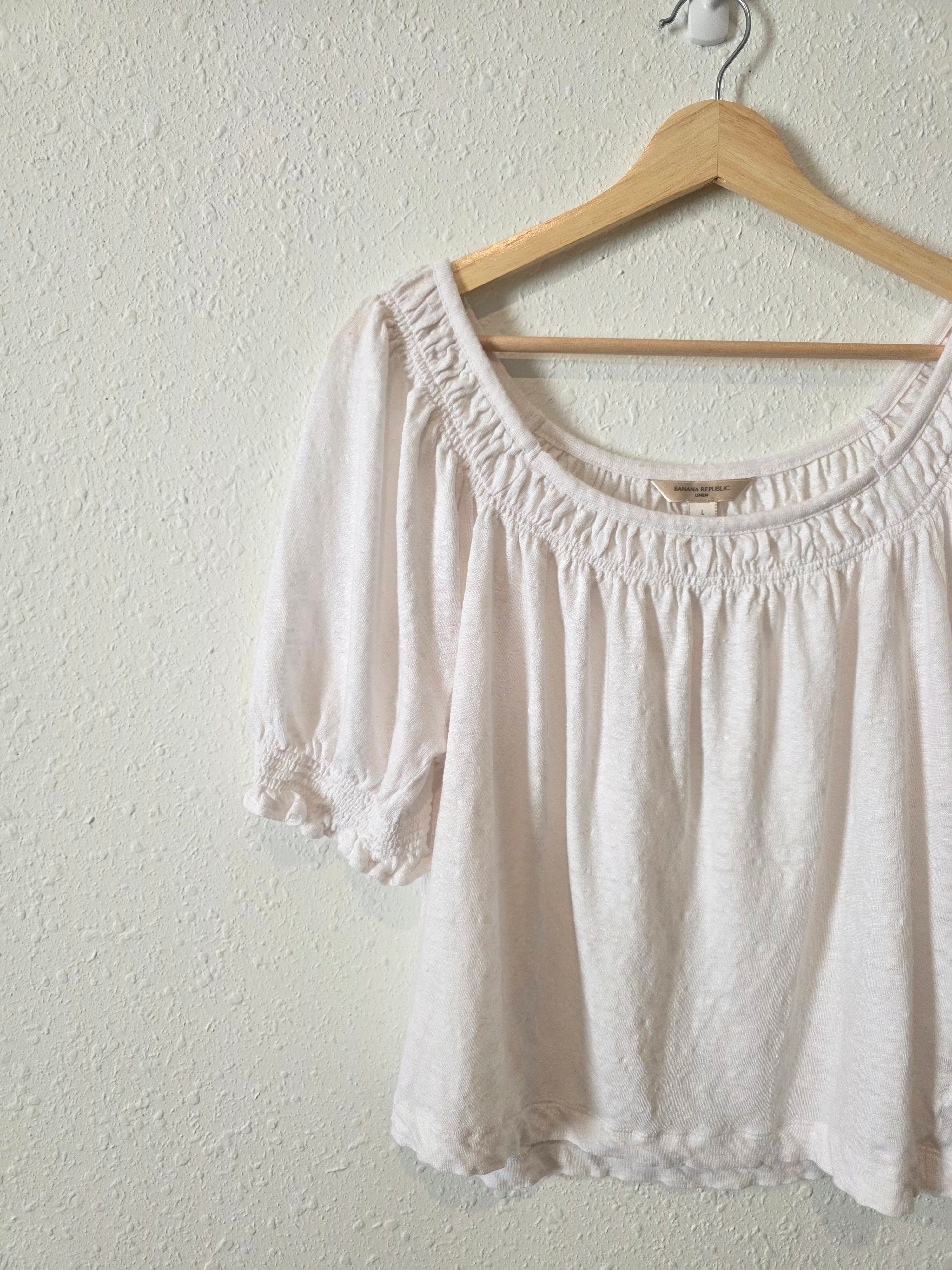 Banana Republic White Linen Blouse (L)