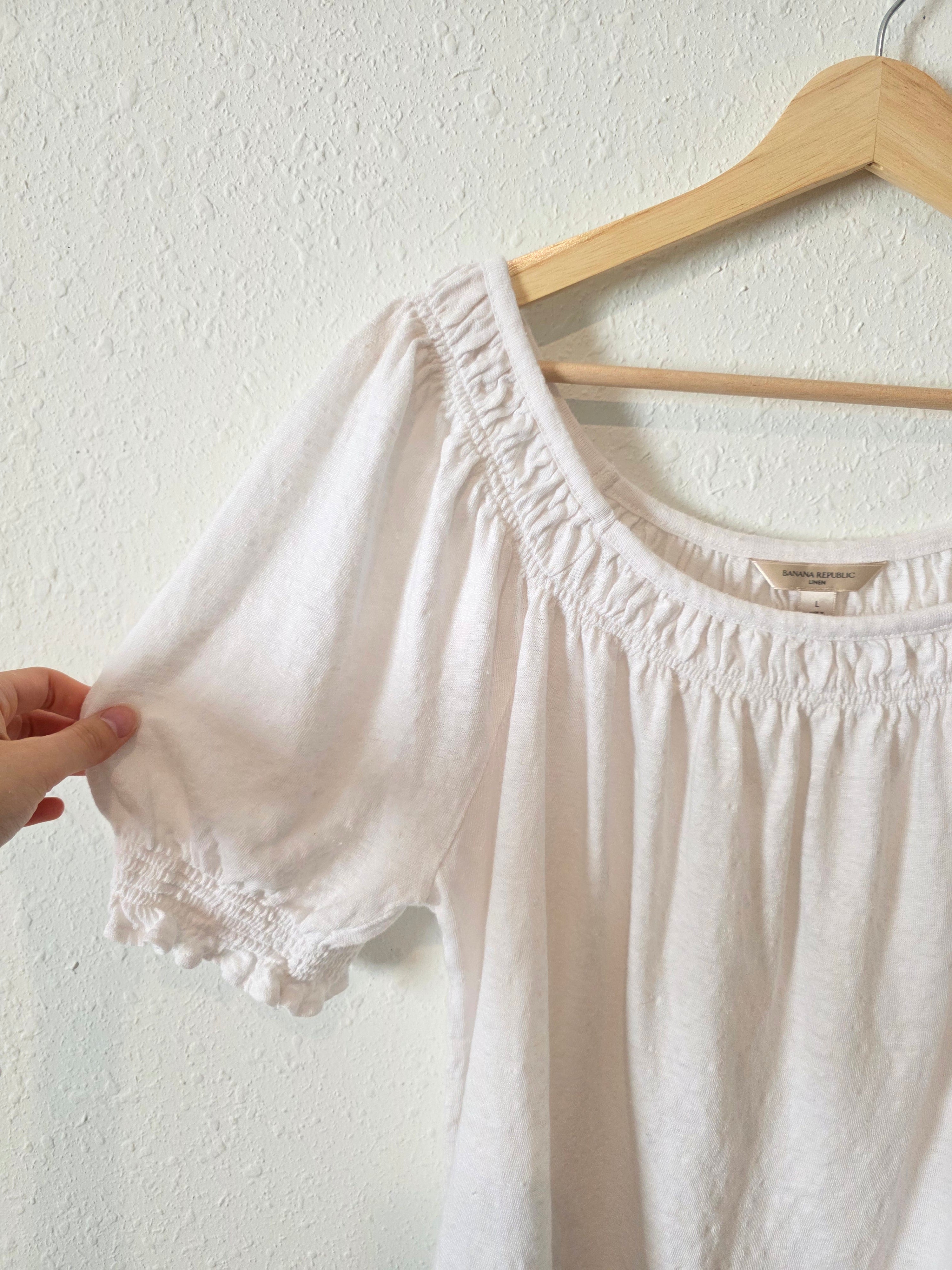 Banana Republic White Linen Blouse (L)