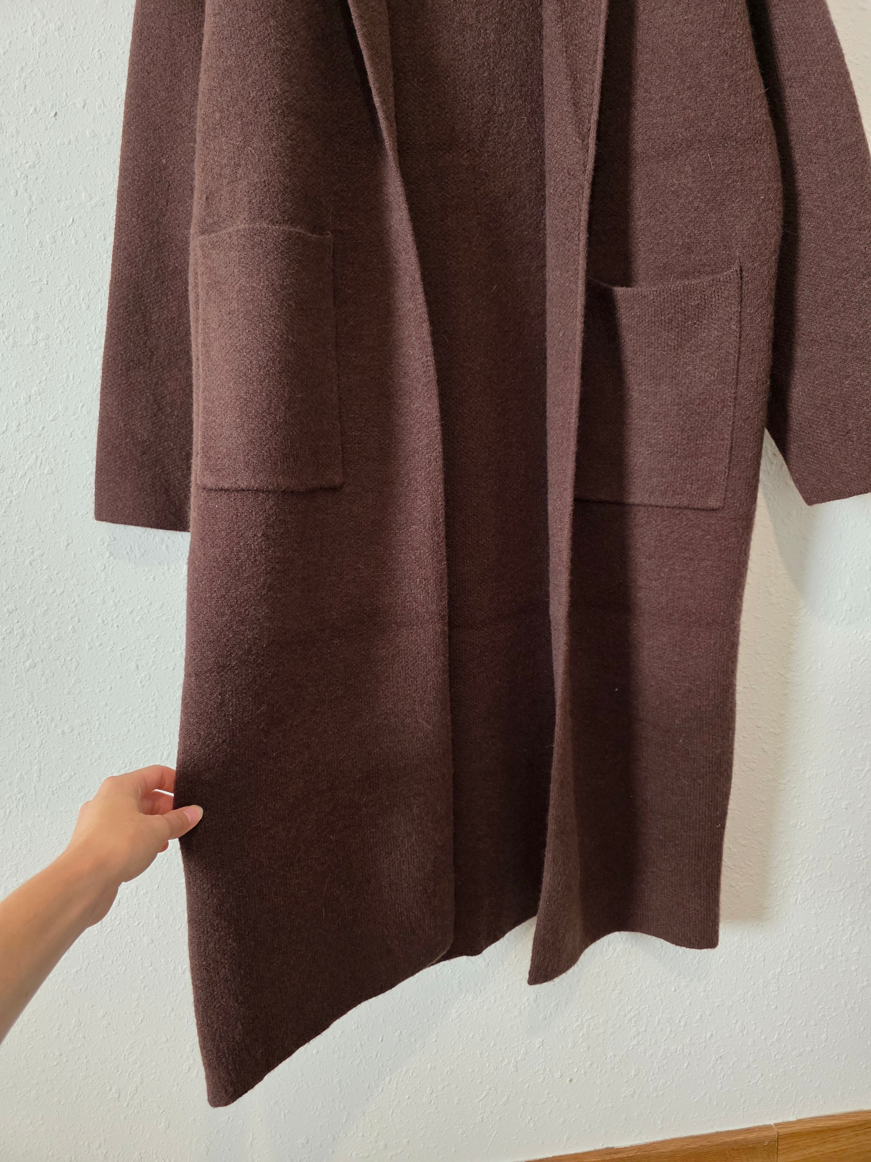 Pink Lily Brown Long Sweater Coat (XL)