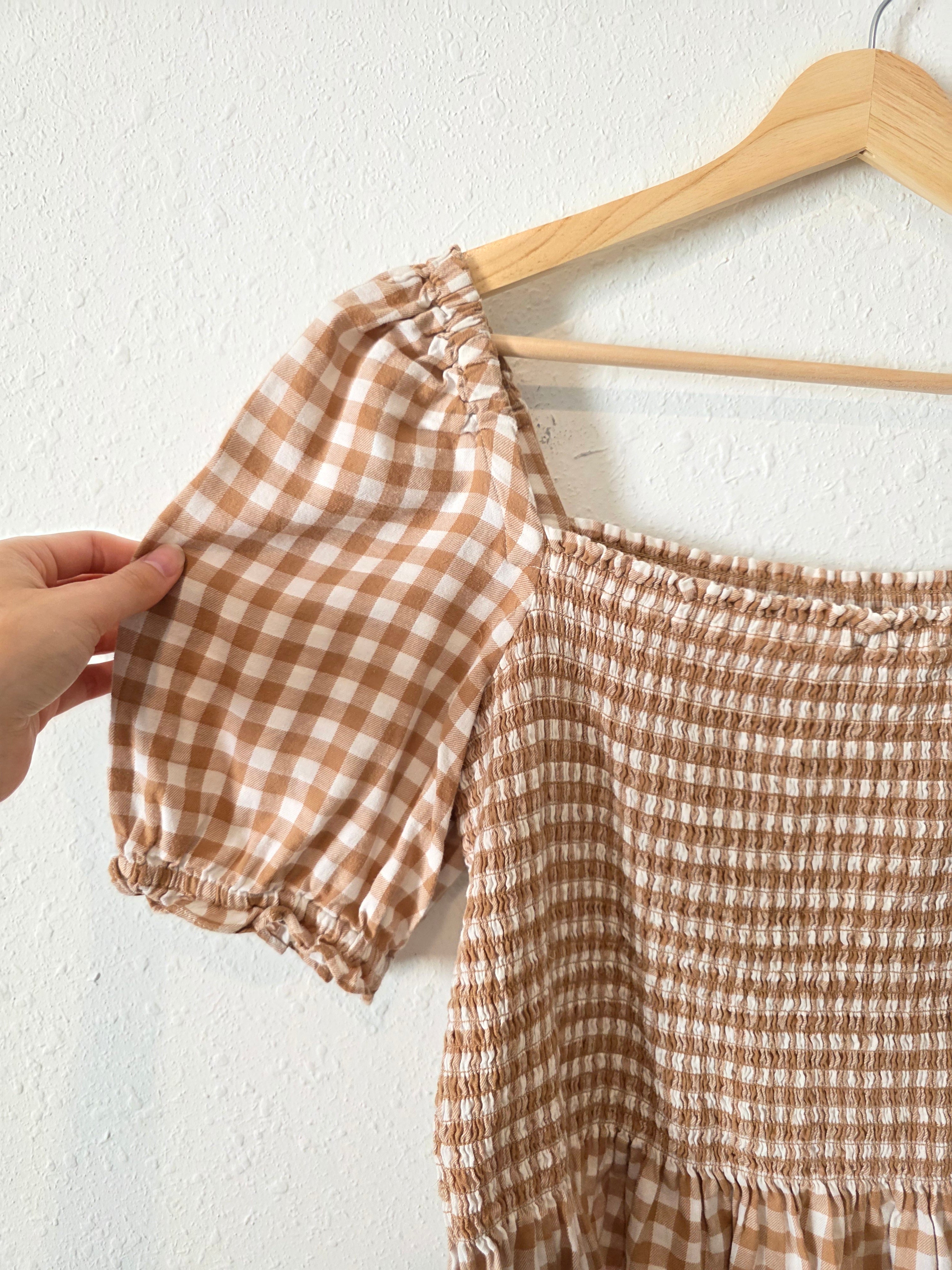 J.Crew Smocked Gingham Top (M)