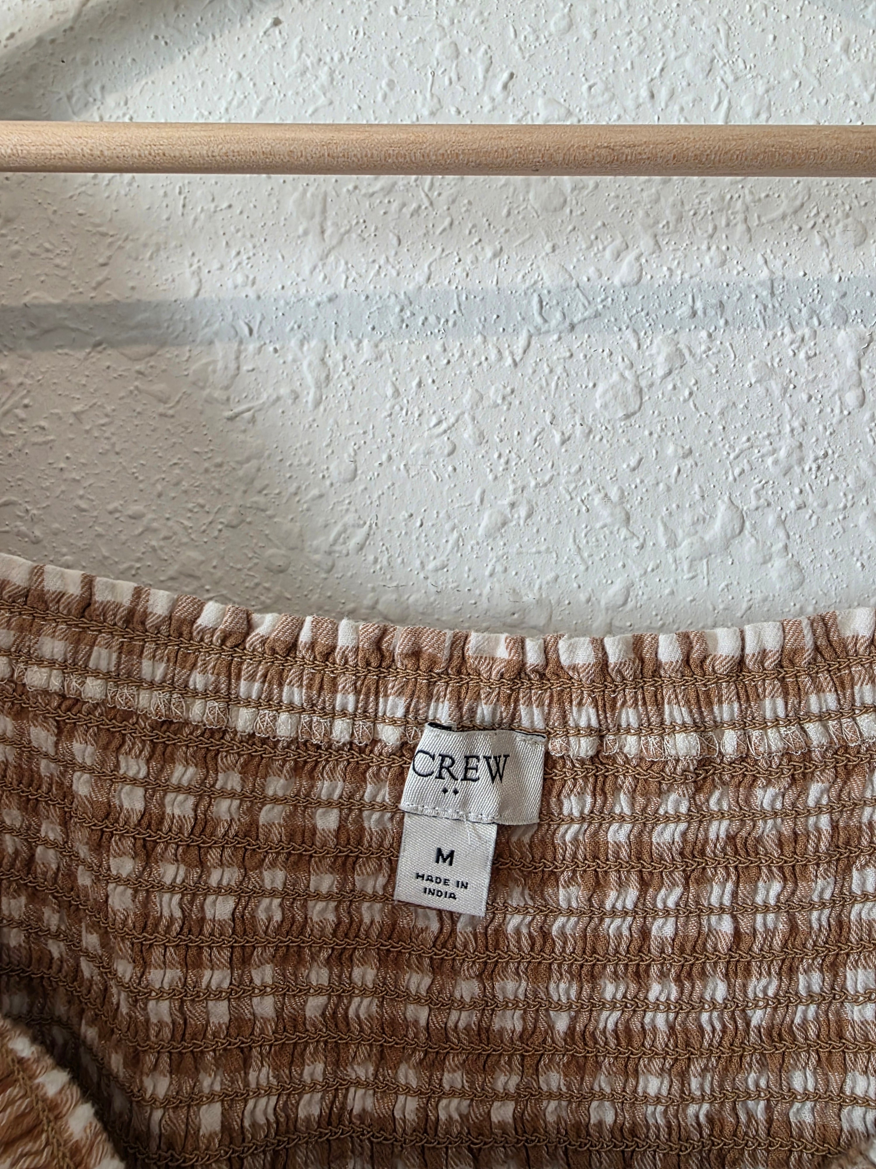 J.Crew Smocked Gingham Top (M)