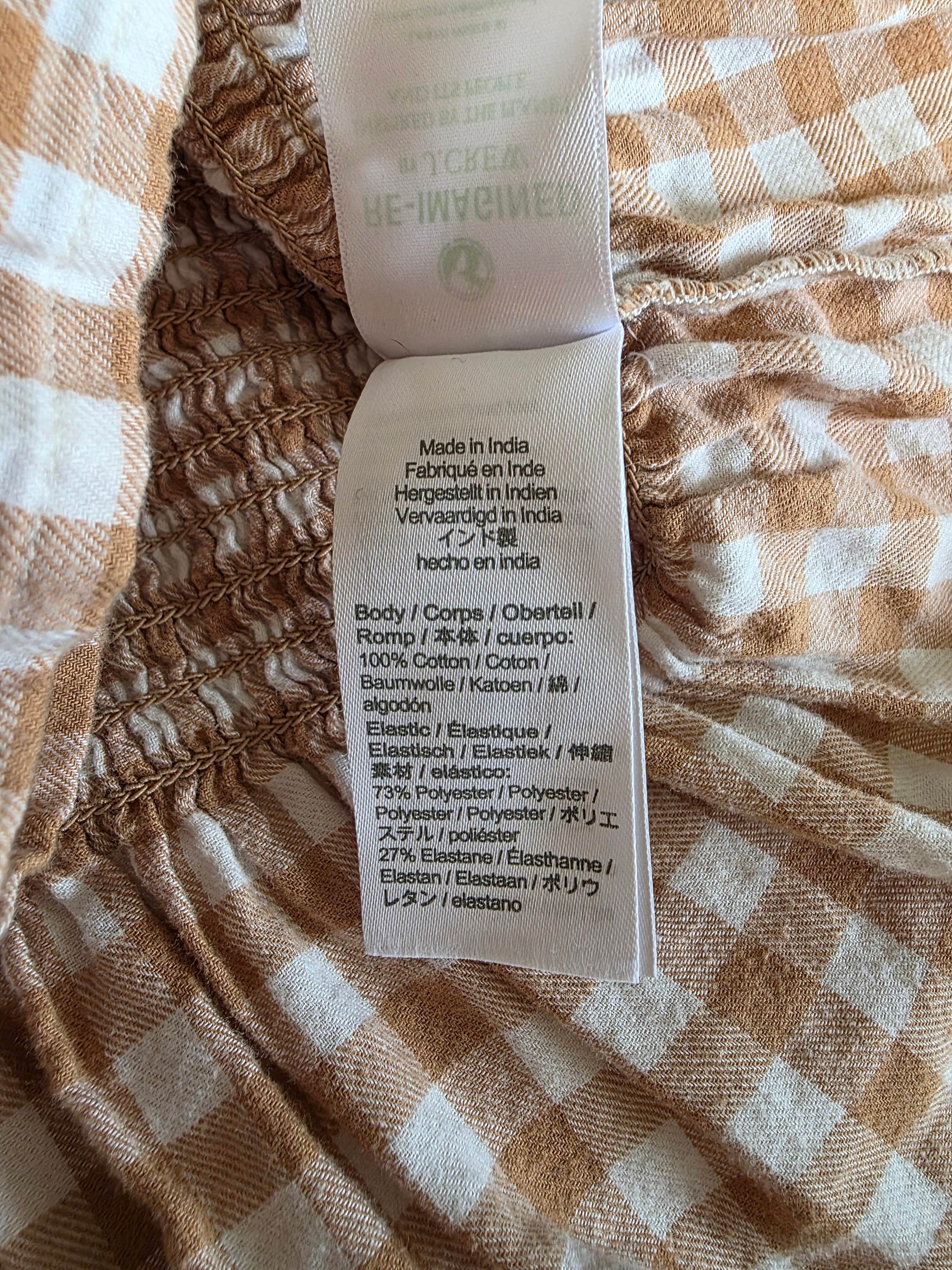 J.Crew Smocked Gingham Top (M)