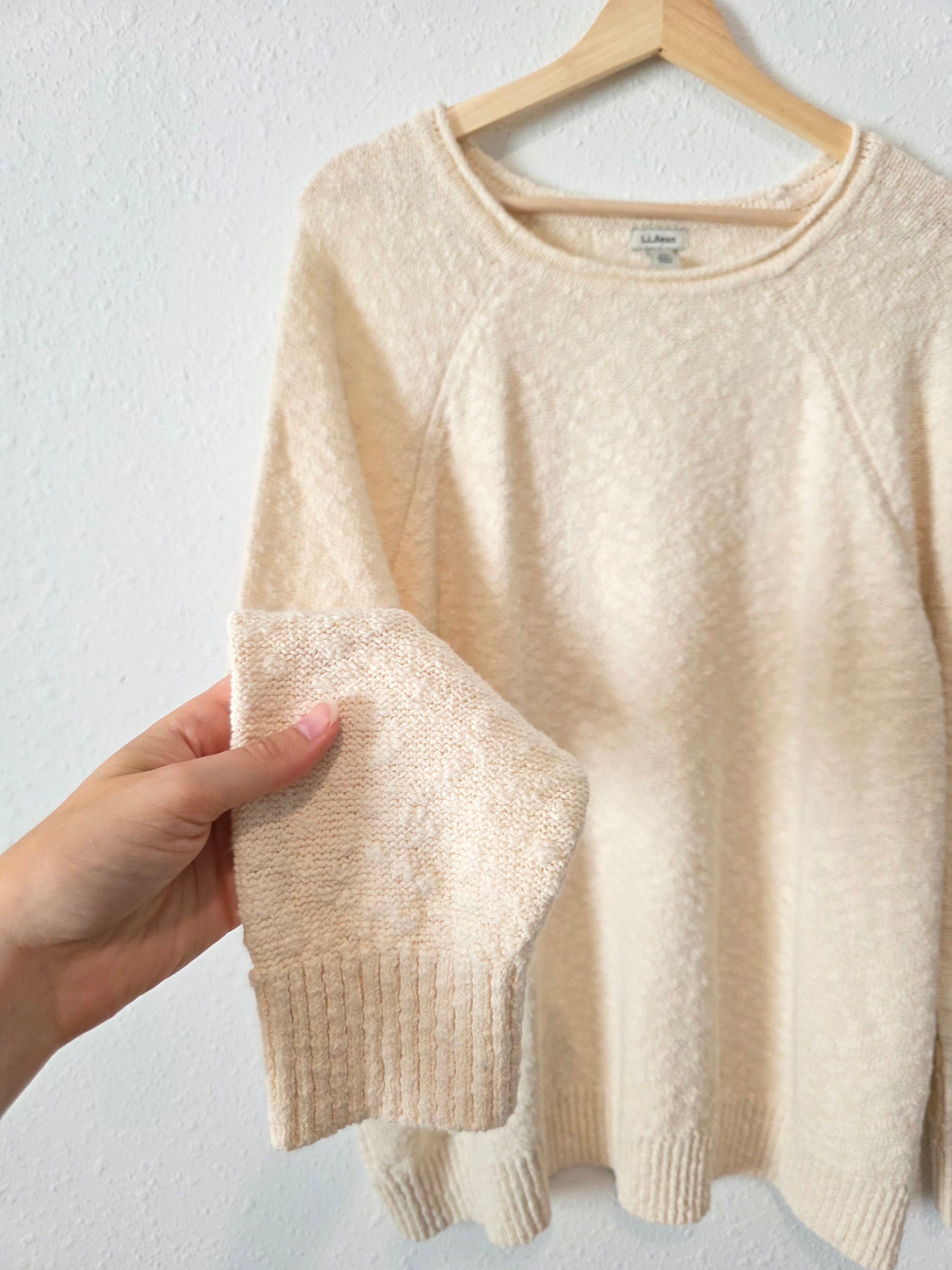 LL Bean Cream Textured Cotton Sweater (2X)