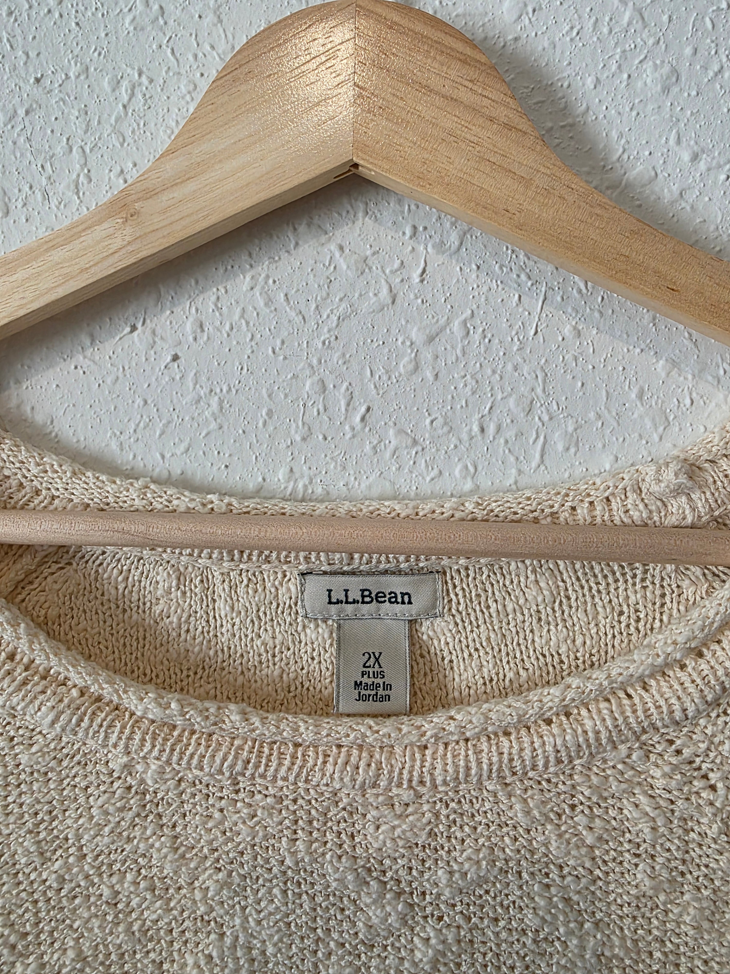 LL Bean Cream Textured Cotton Sweater (2X)