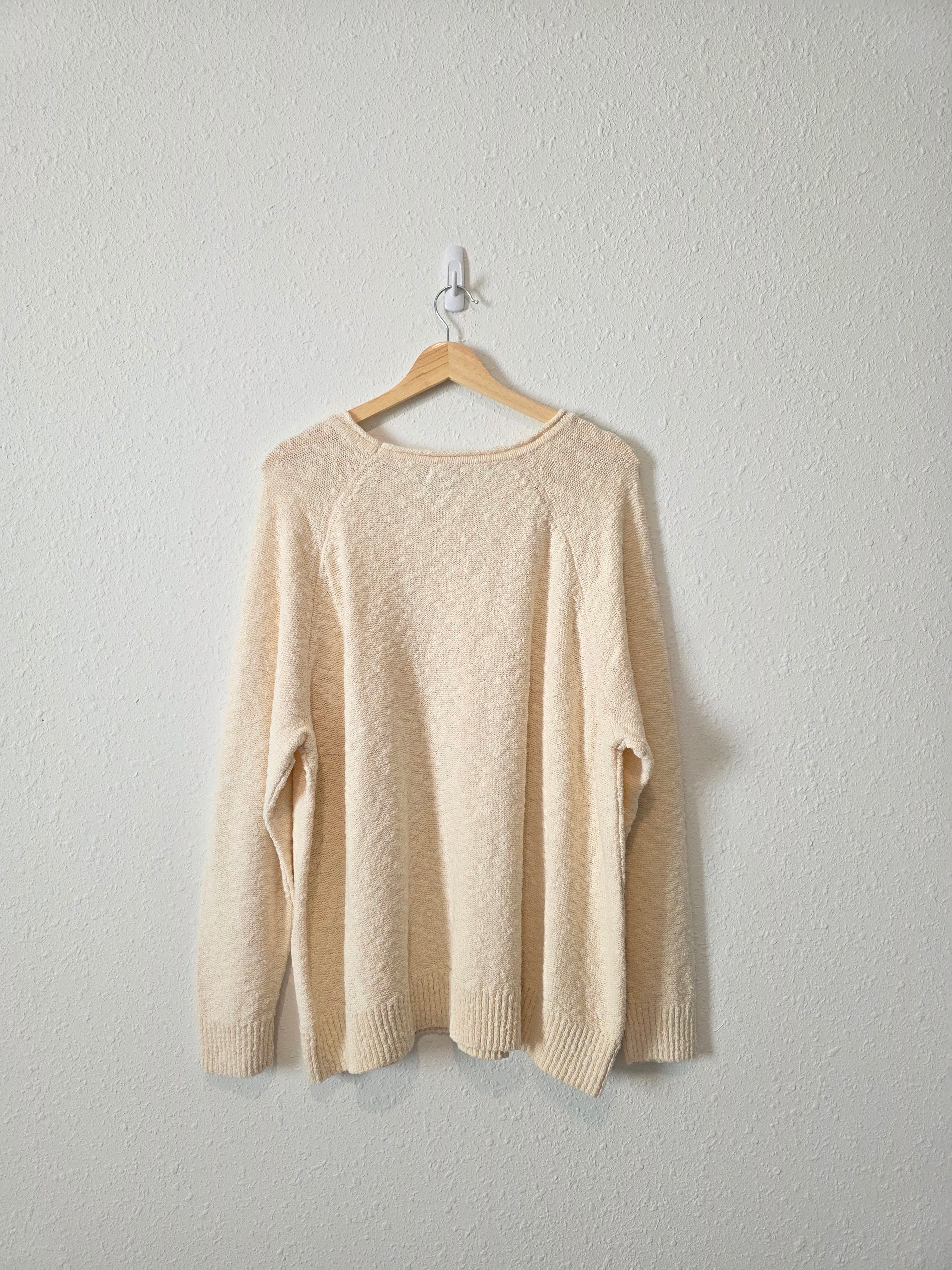 LL Bean Cream Textured Cotton Sweater (2X)