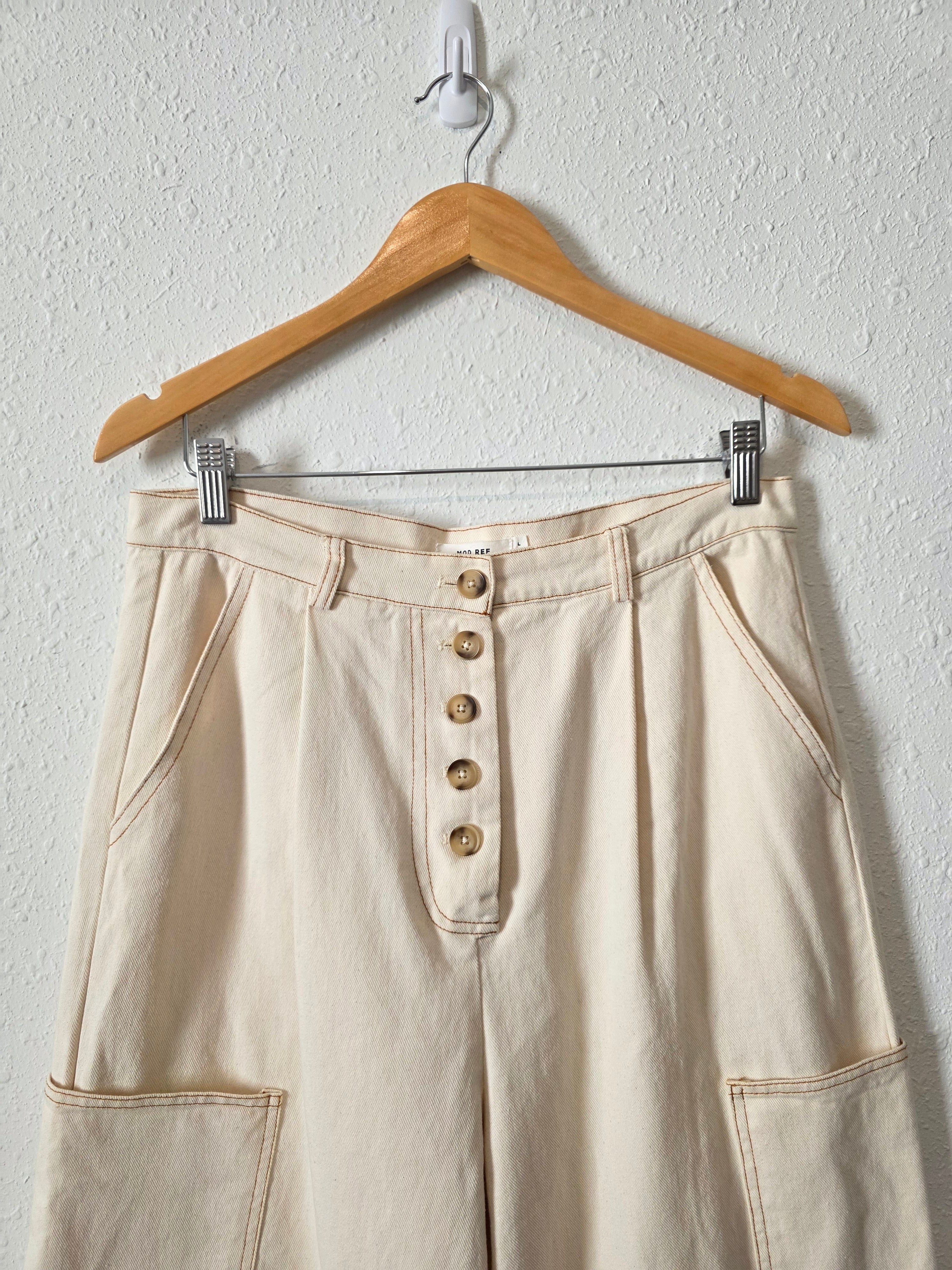 Mod Ref Ecru Wide Leg Pants (L)