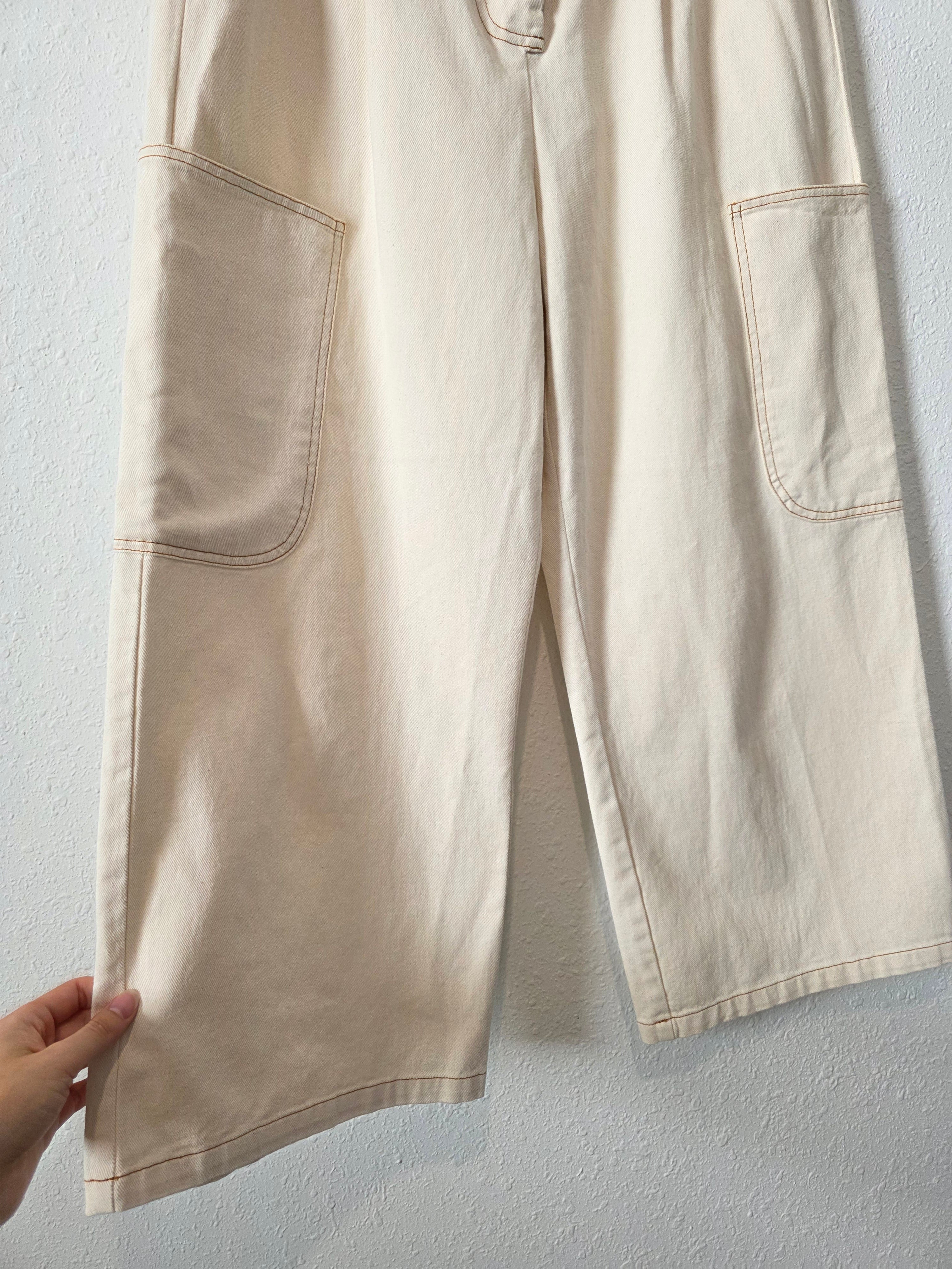 Mod Ref Ecru Wide Leg Pants (L)