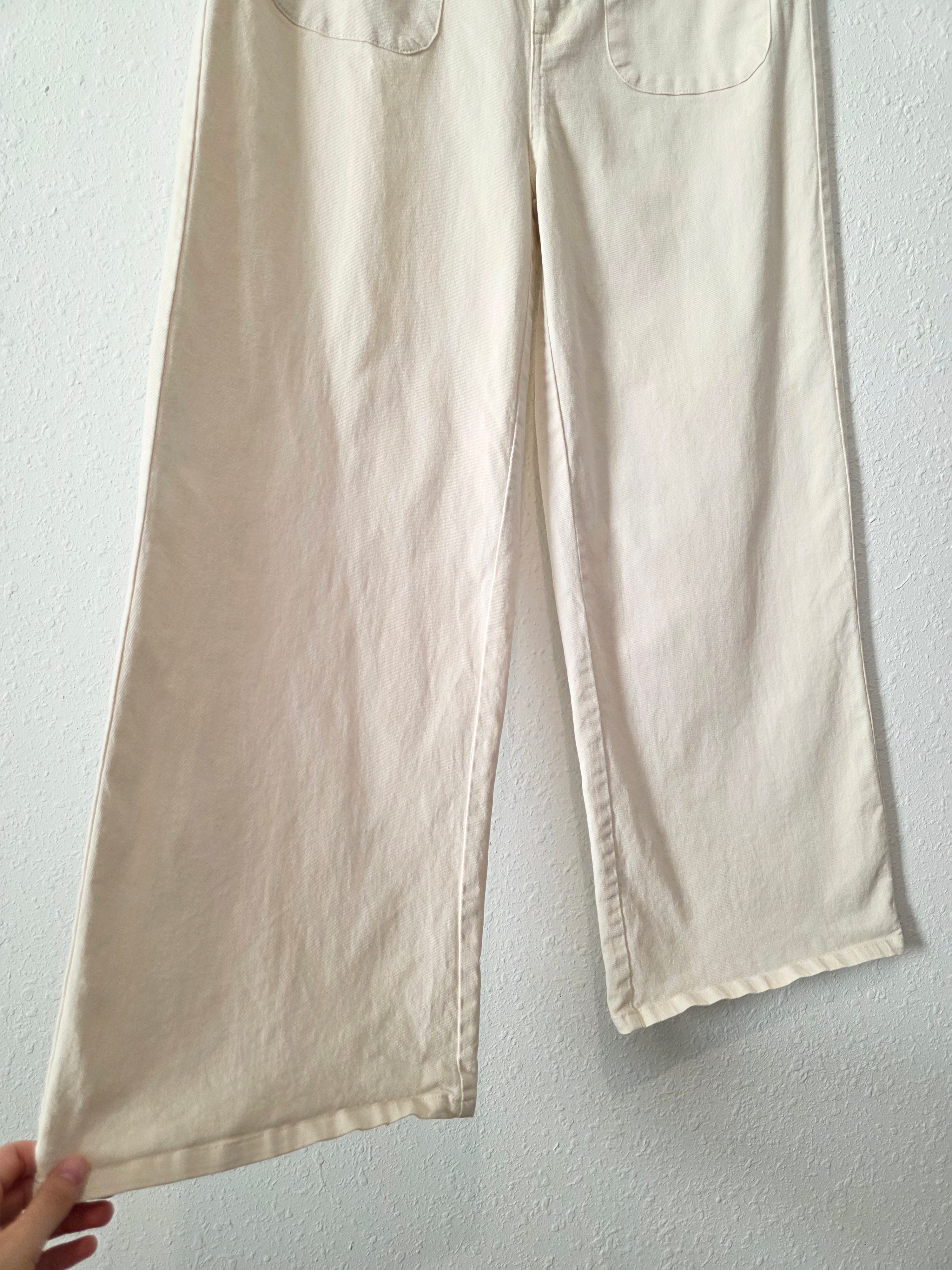 Ecru Wide Leg Pants (M)