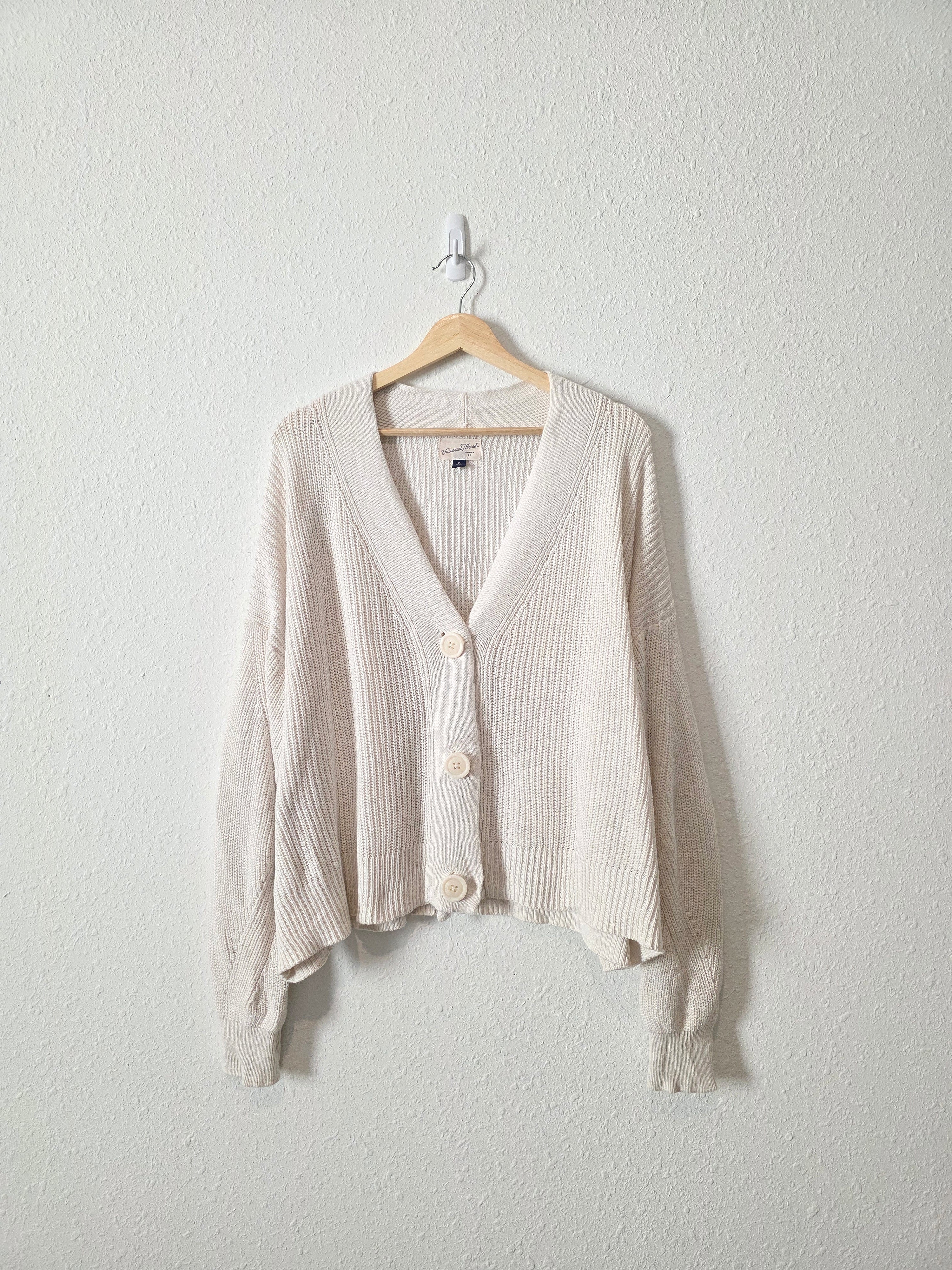 Ribbed Knit Cotton Cardigan (XL)
