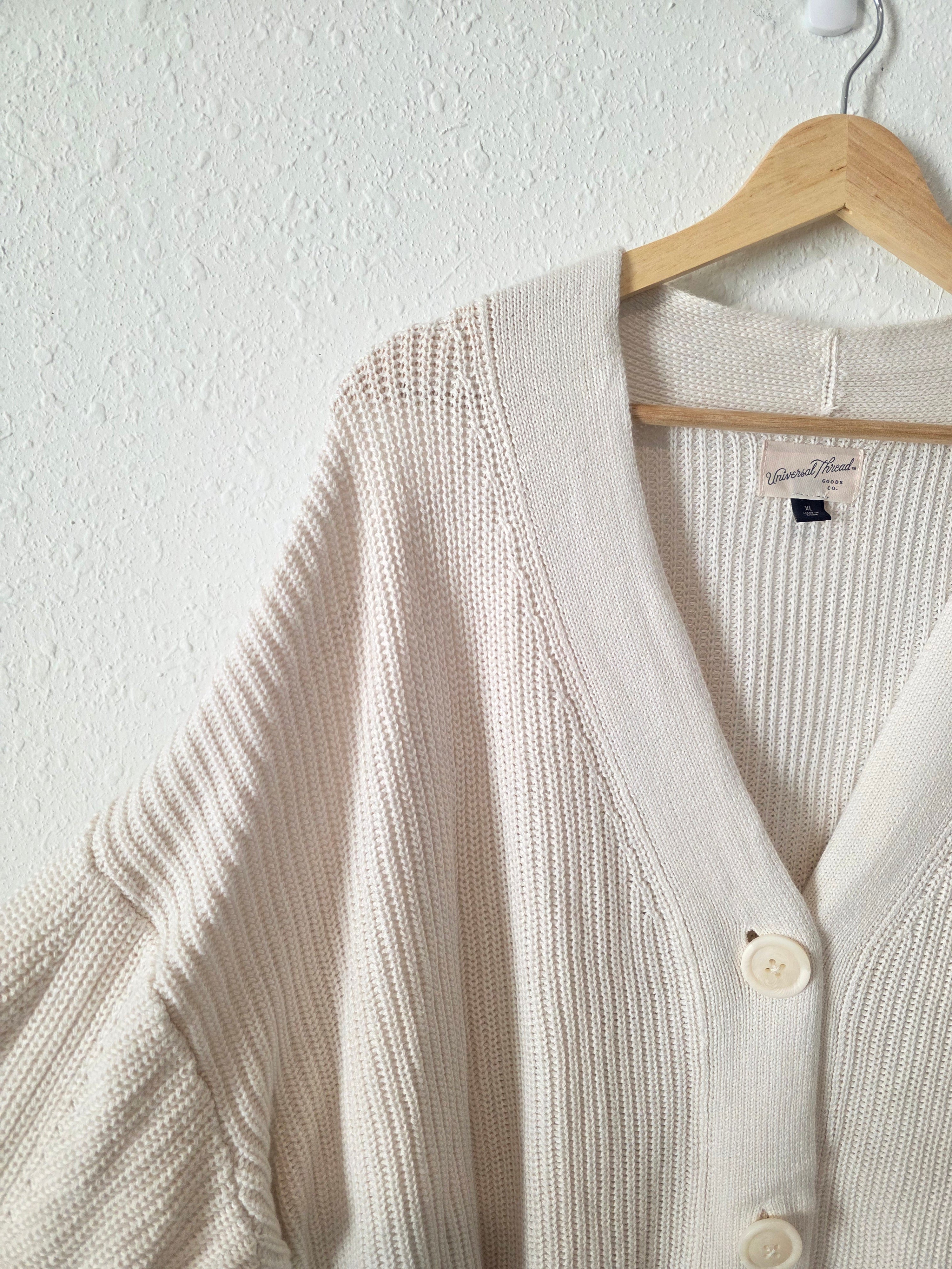 Ribbed Knit Cotton Cardigan (XL)