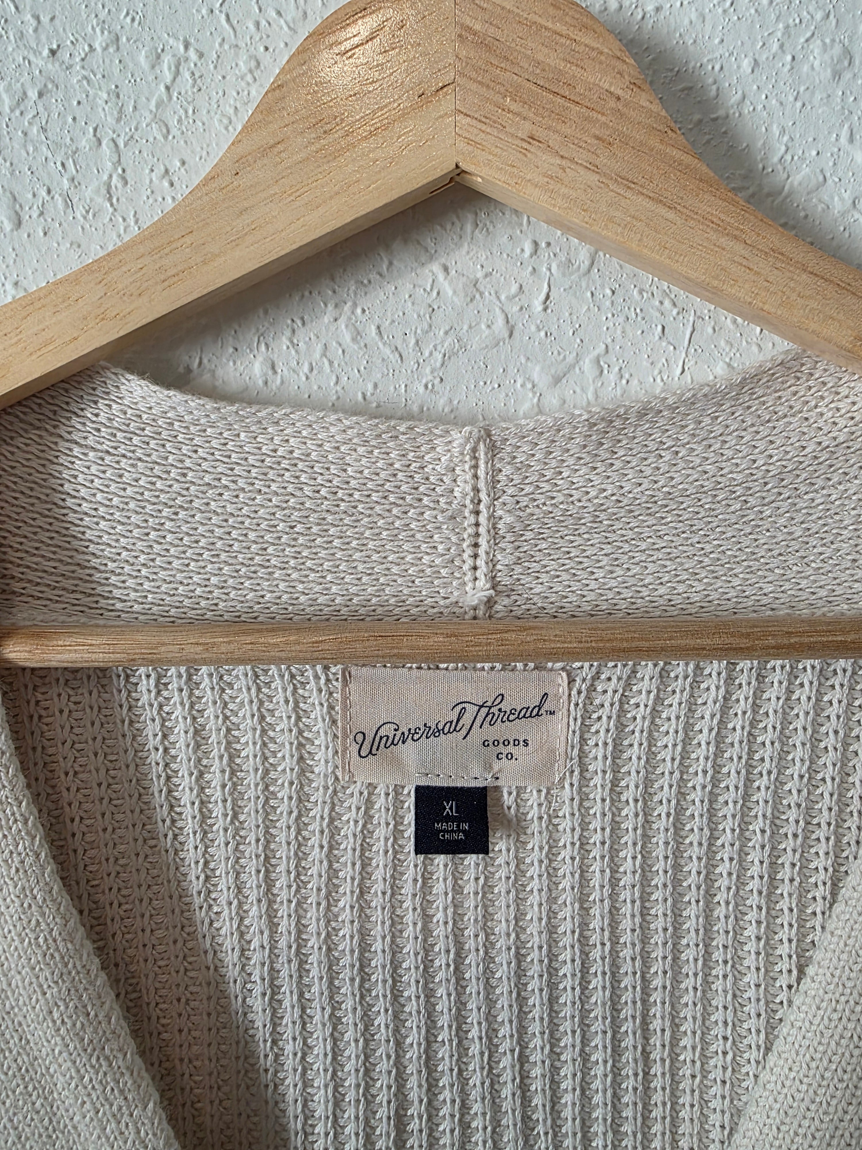 Ribbed Knit Cotton Cardigan (XL)