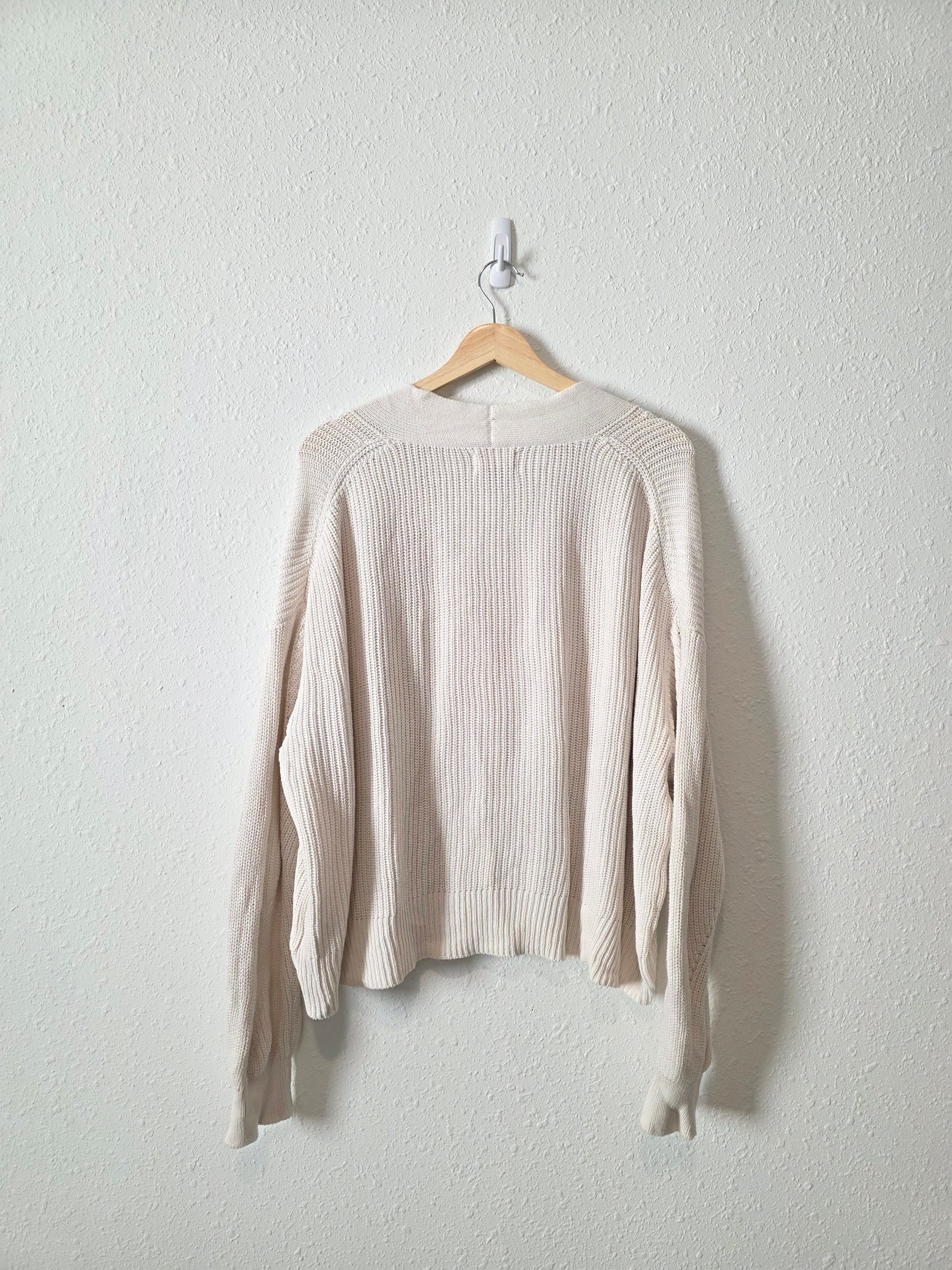 Ribbed Knit Cotton Cardigan (XL)