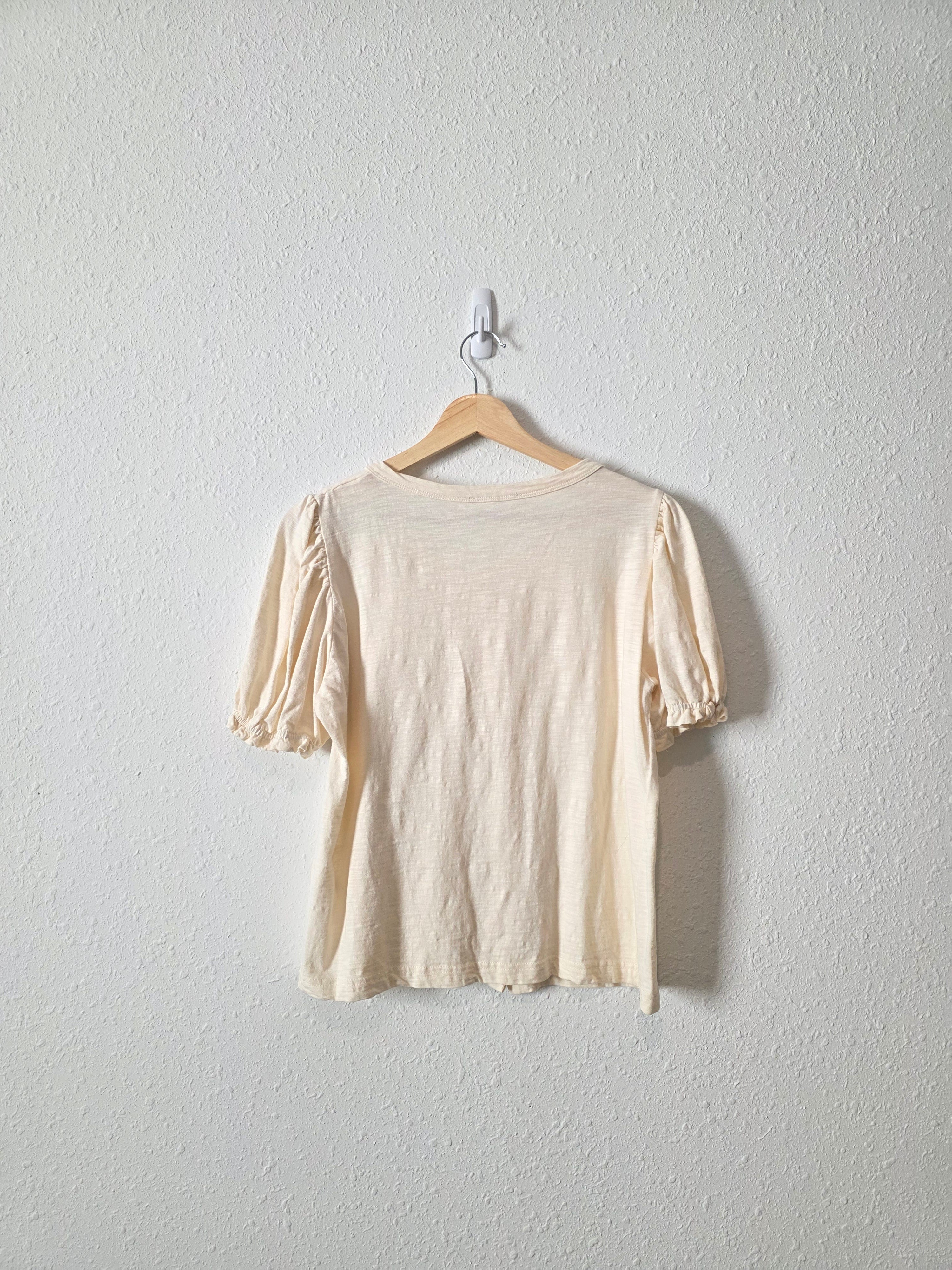 Cream Puff Sleeve Cotton Top (S)