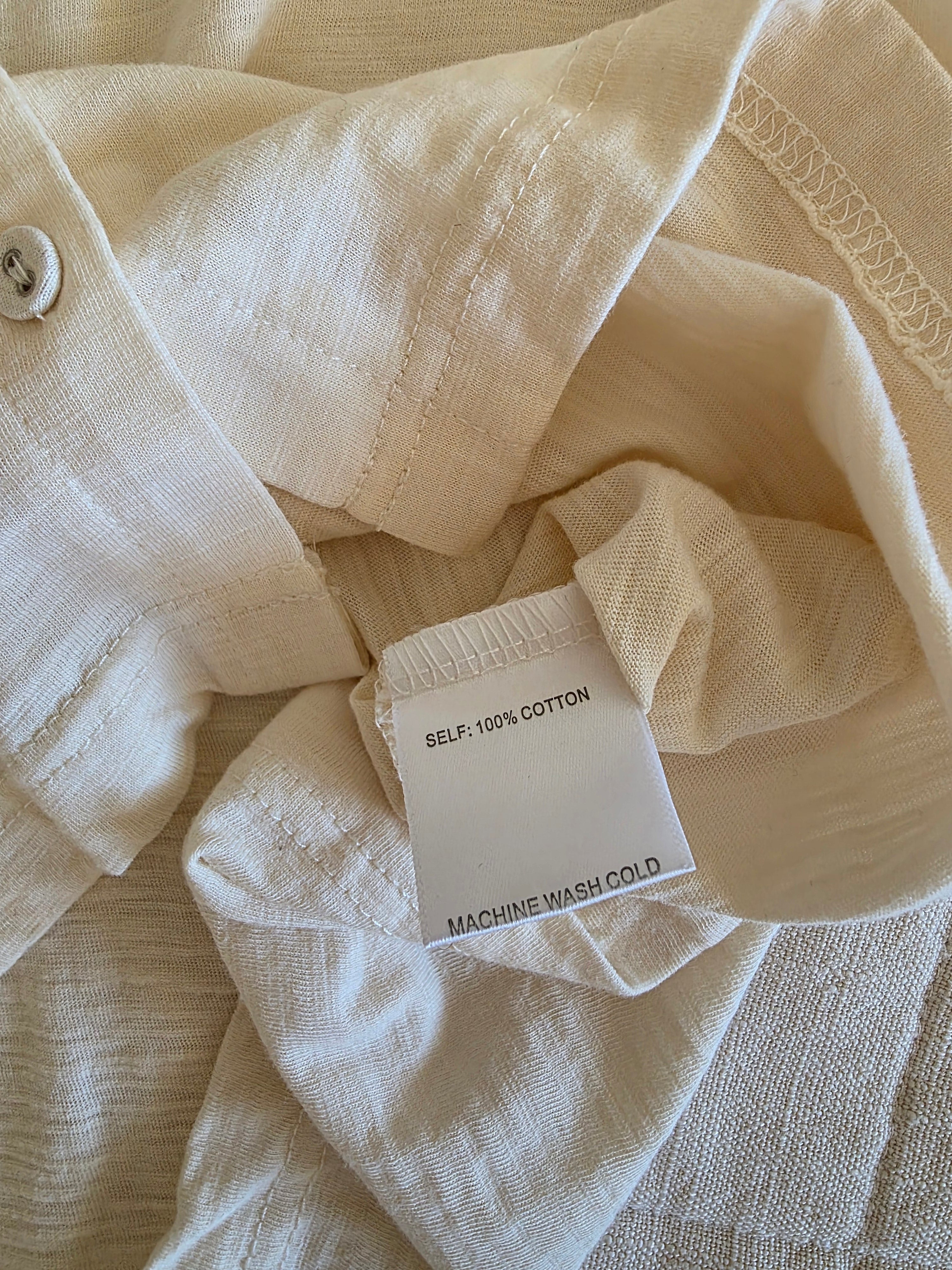 Cream Puff Sleeve Cotton Top (S)