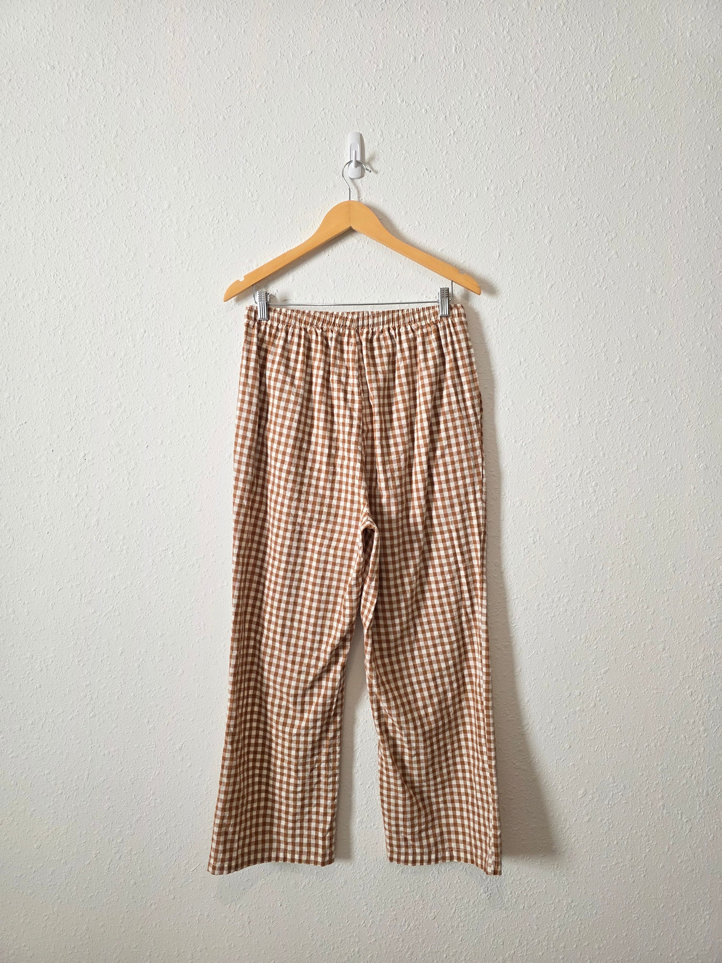 Gingham Straight Cotton Pants (L)