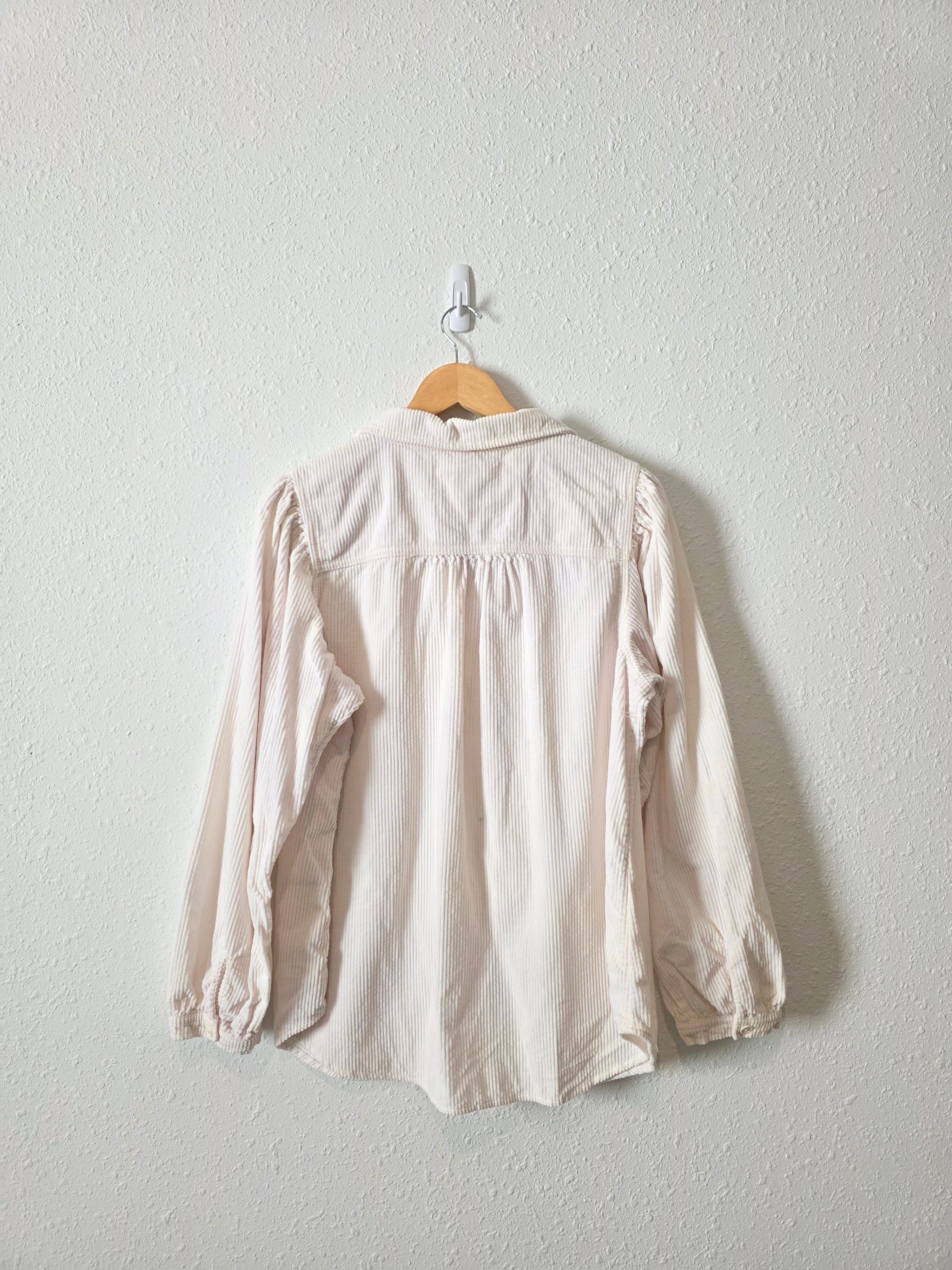 Puff Sleeve Corduroy Button Up (L)