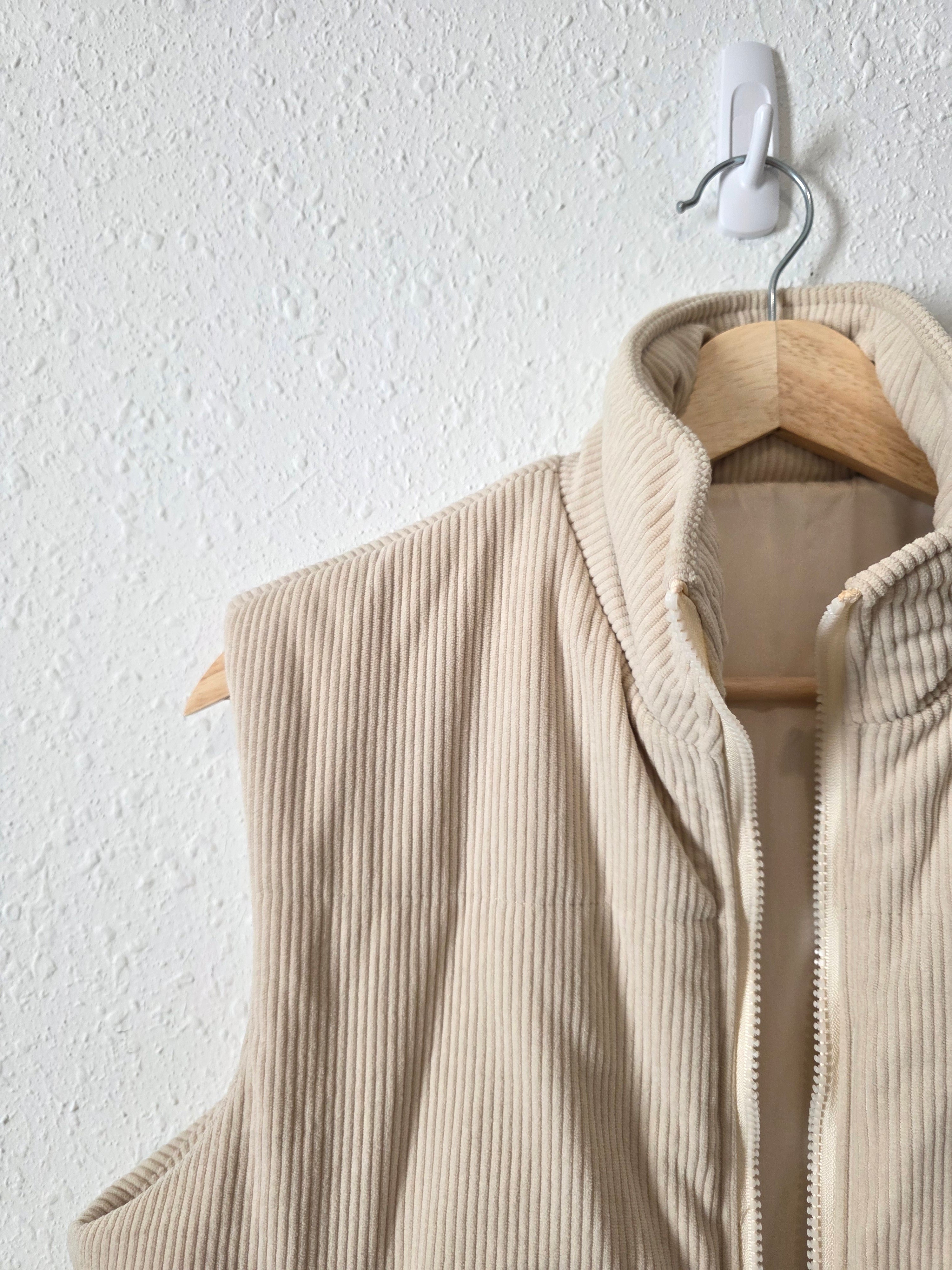 Cream Corduroy Crop Vest (S)