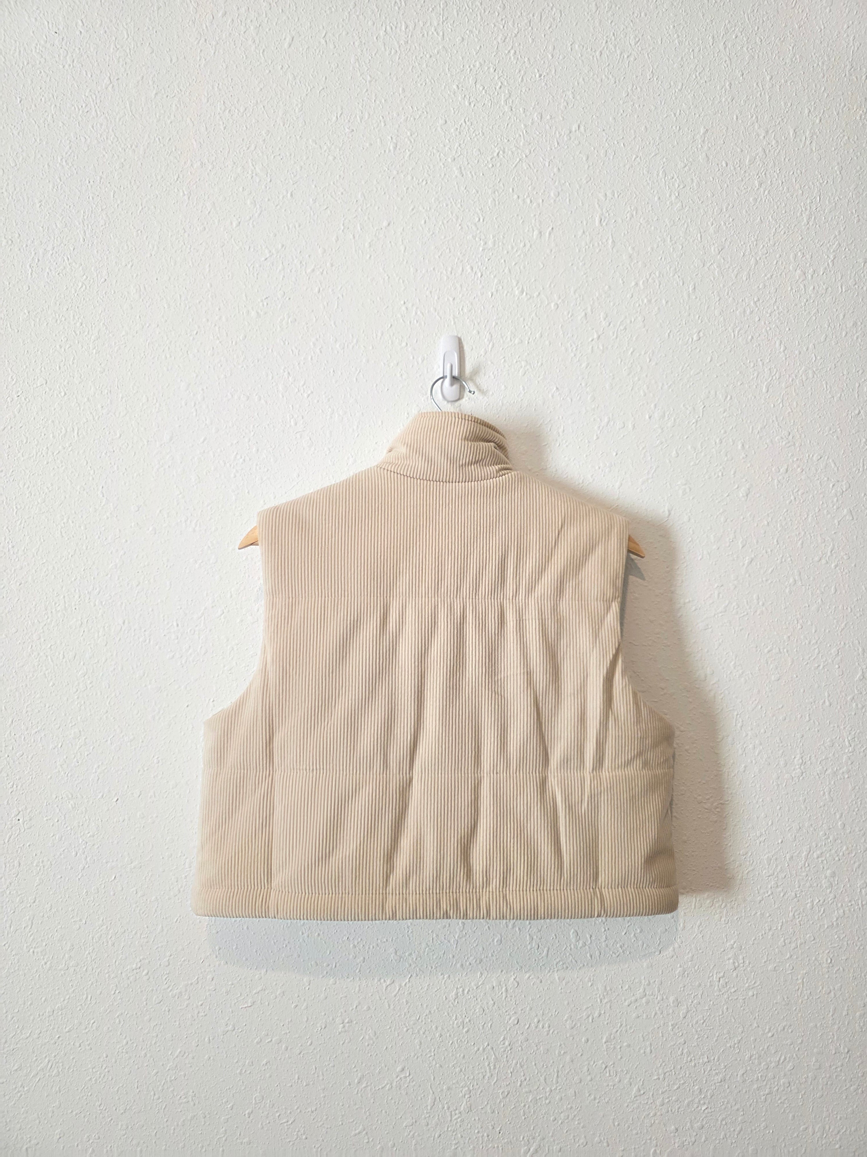 Cream Corduroy Crop Vest (S)
