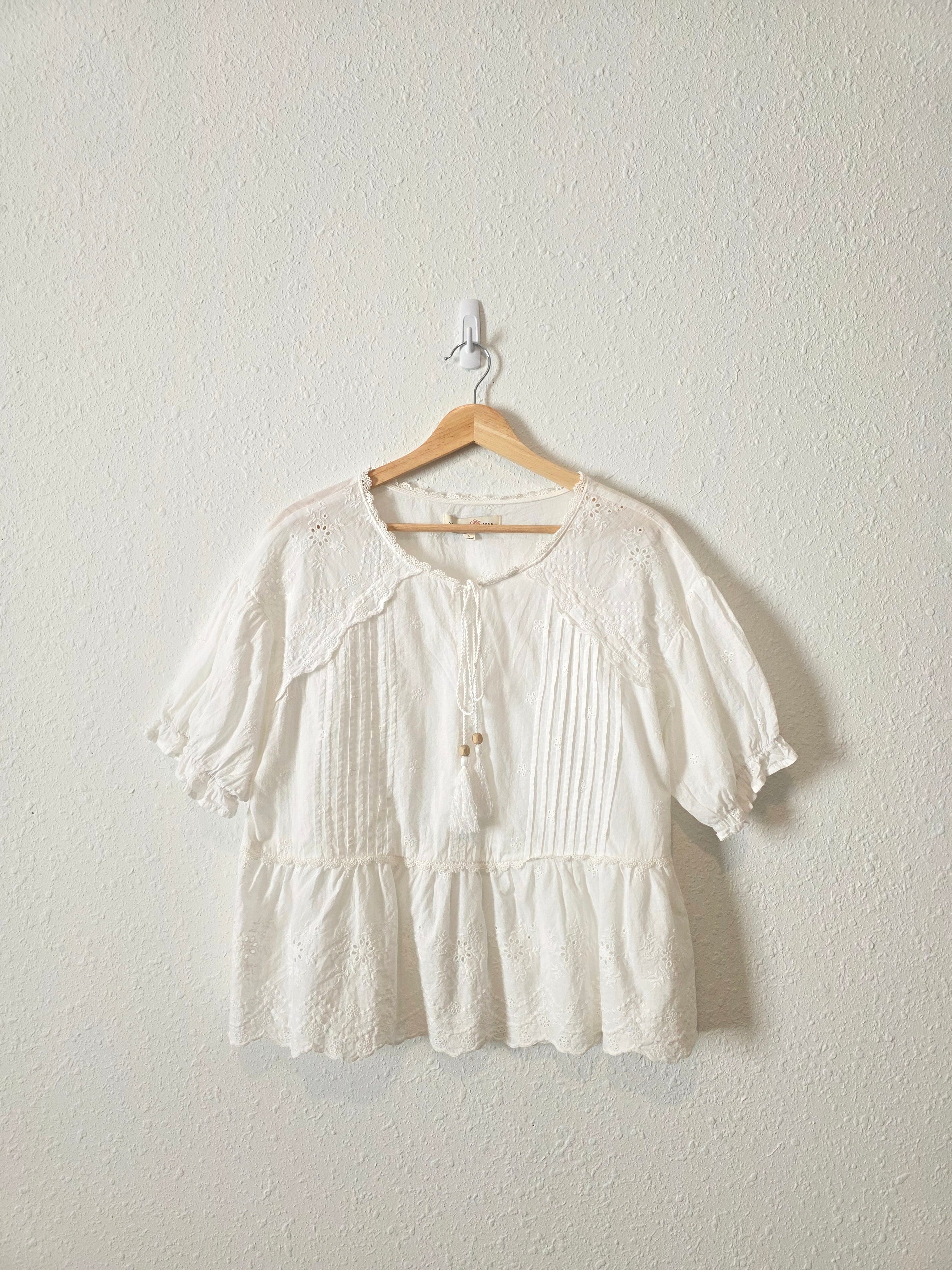 Floral Embroidered Cotton Blouse (L)