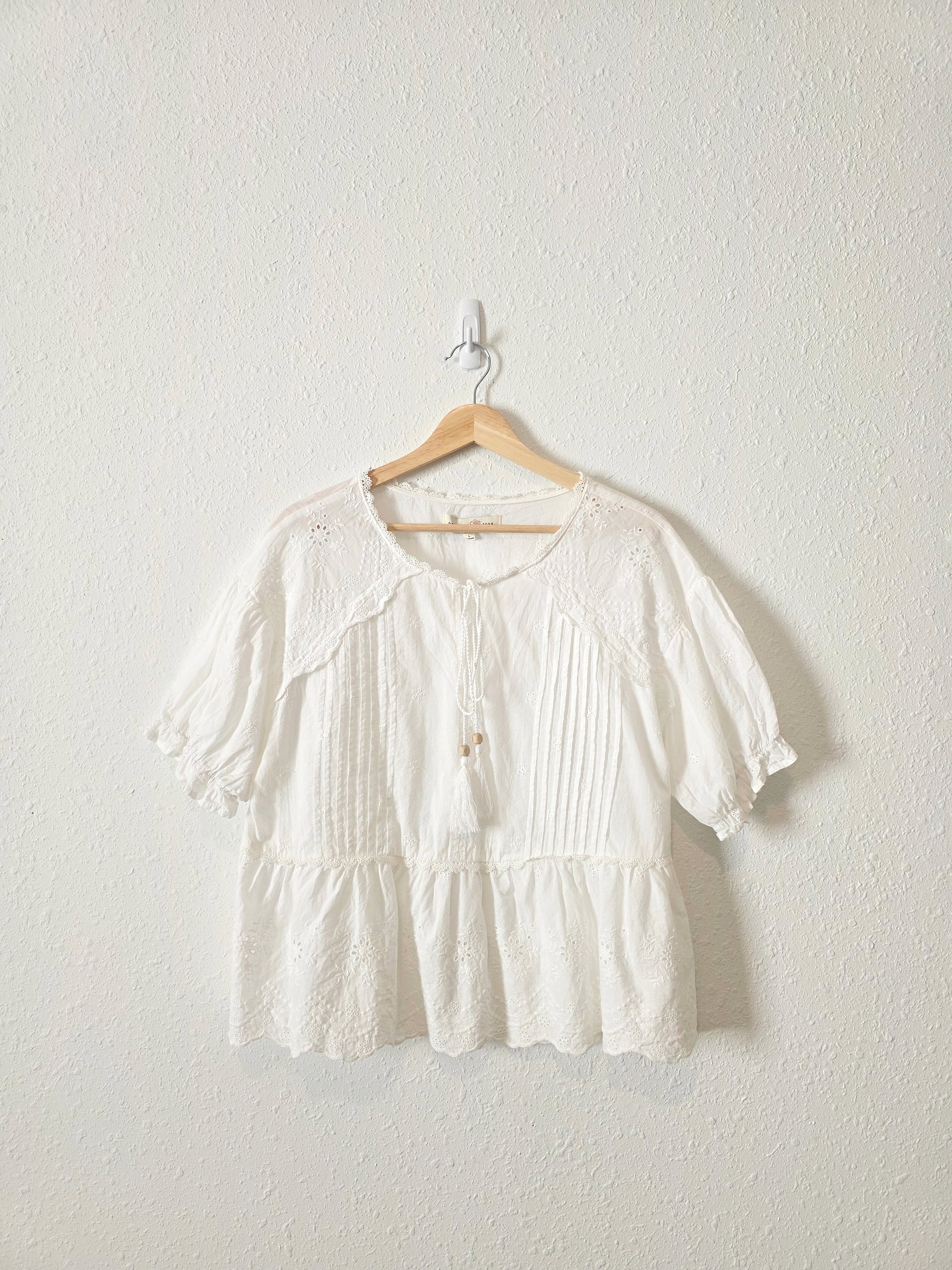 Floral Embroidered Cotton Blouse (L)