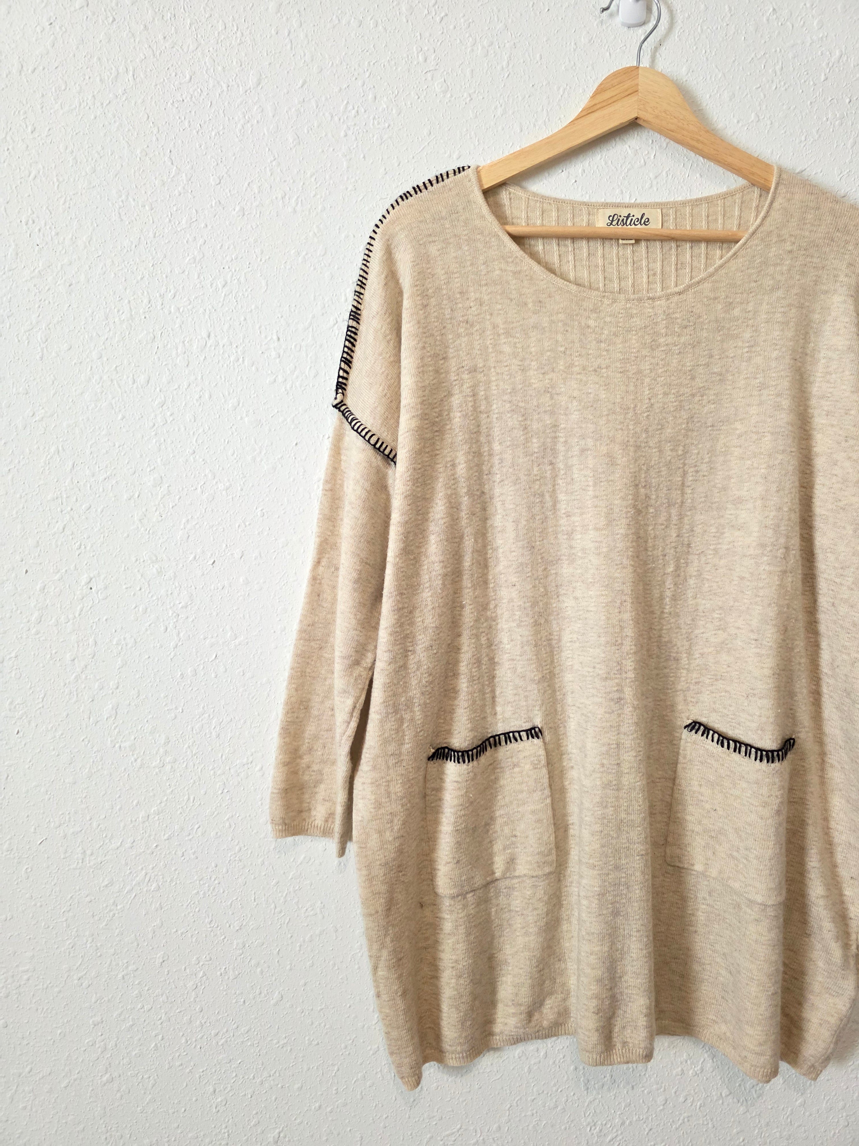 Listicle Oat Oversized Sweater (S)