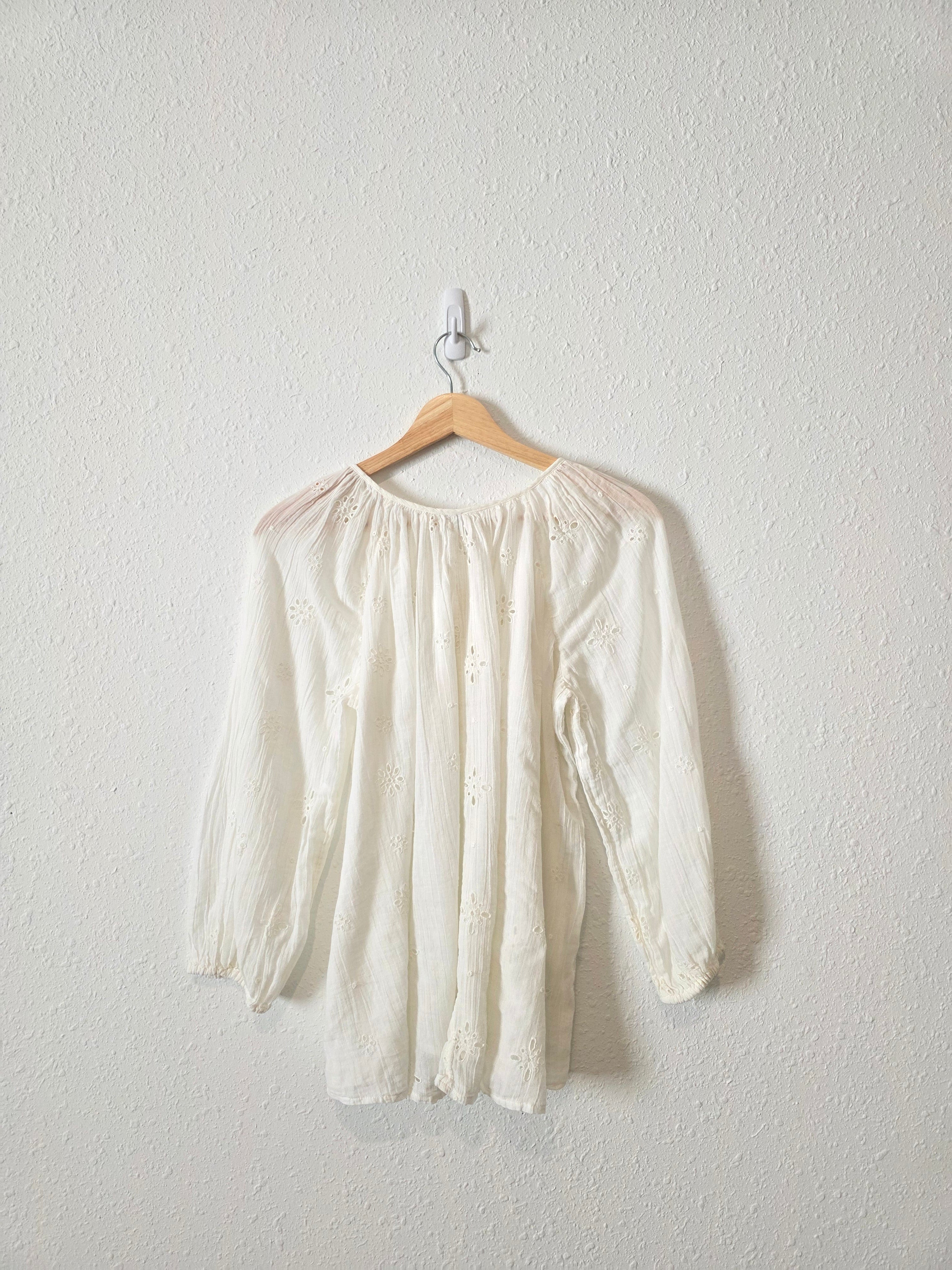 Aerie Floral Eyelet Cotton Blouse (XS)