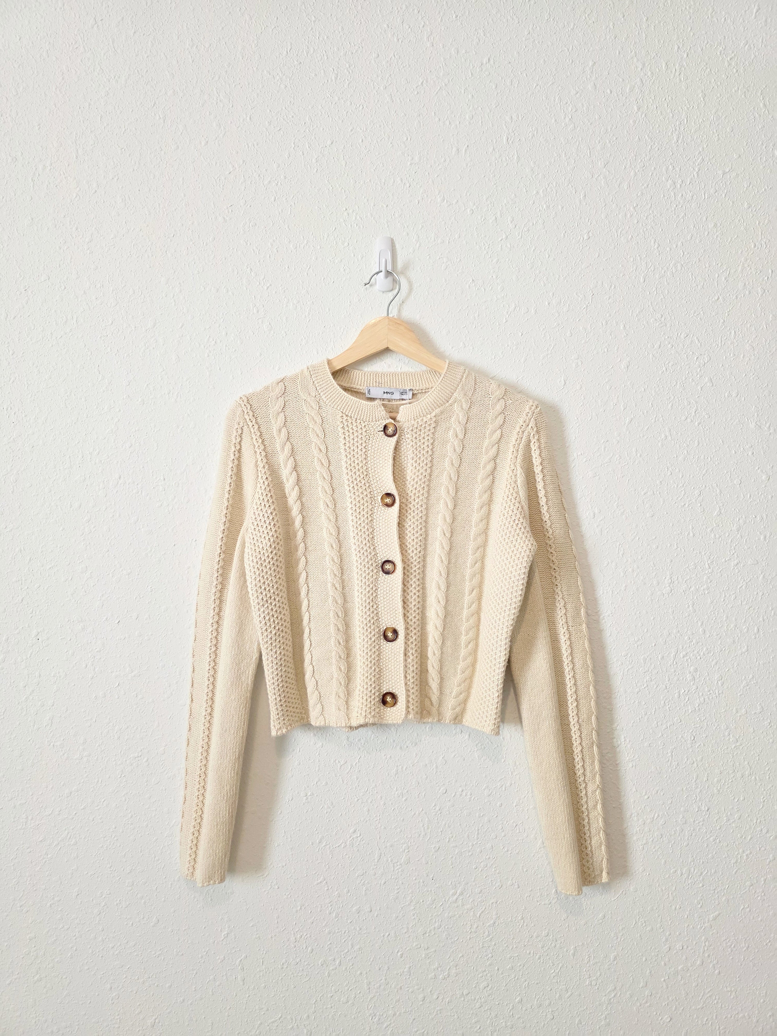 NEW Mango Cable Knit Wool Cardigan (S)