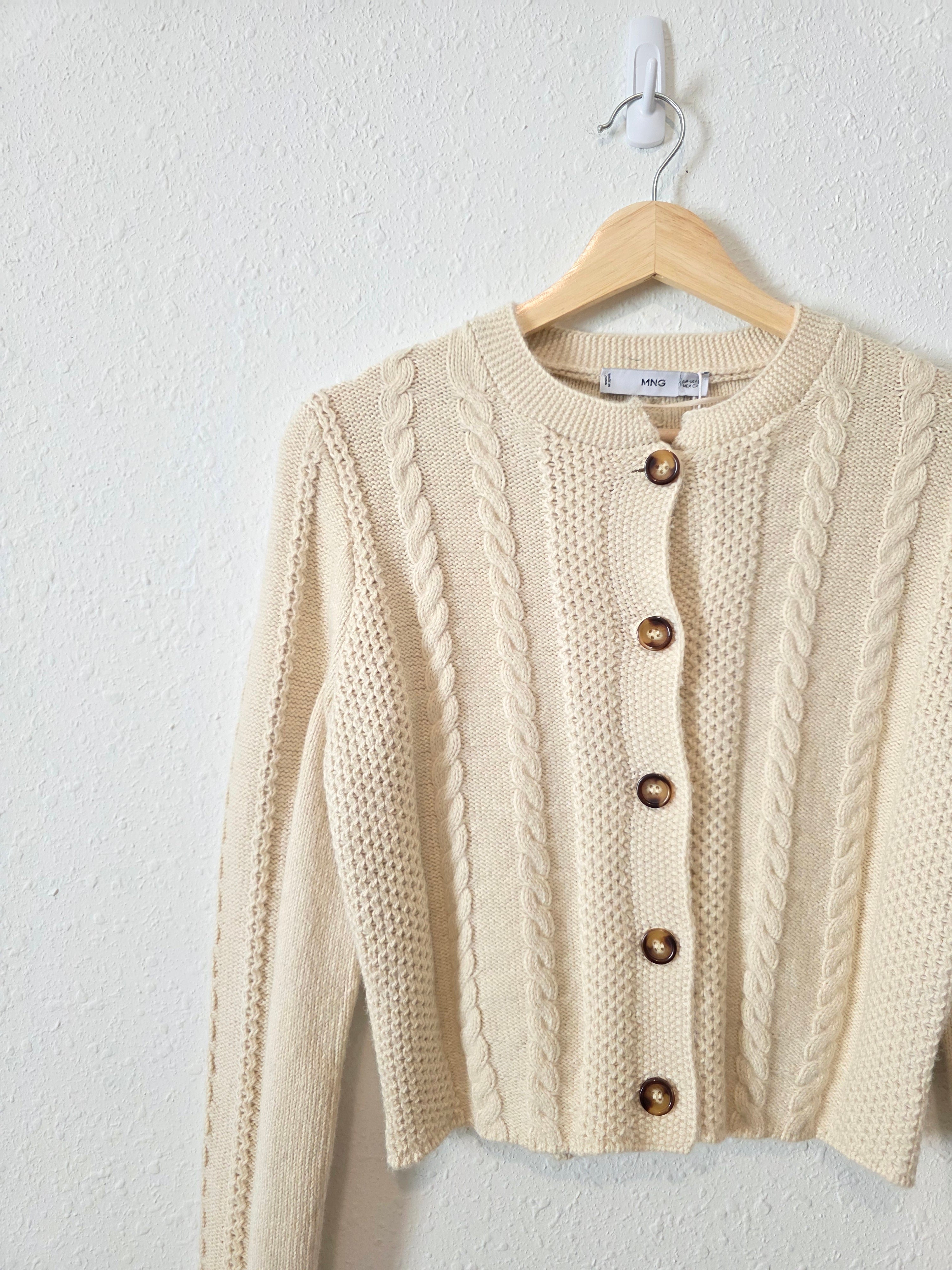 NEW Mango Cable Knit Wool Cardigan (S)