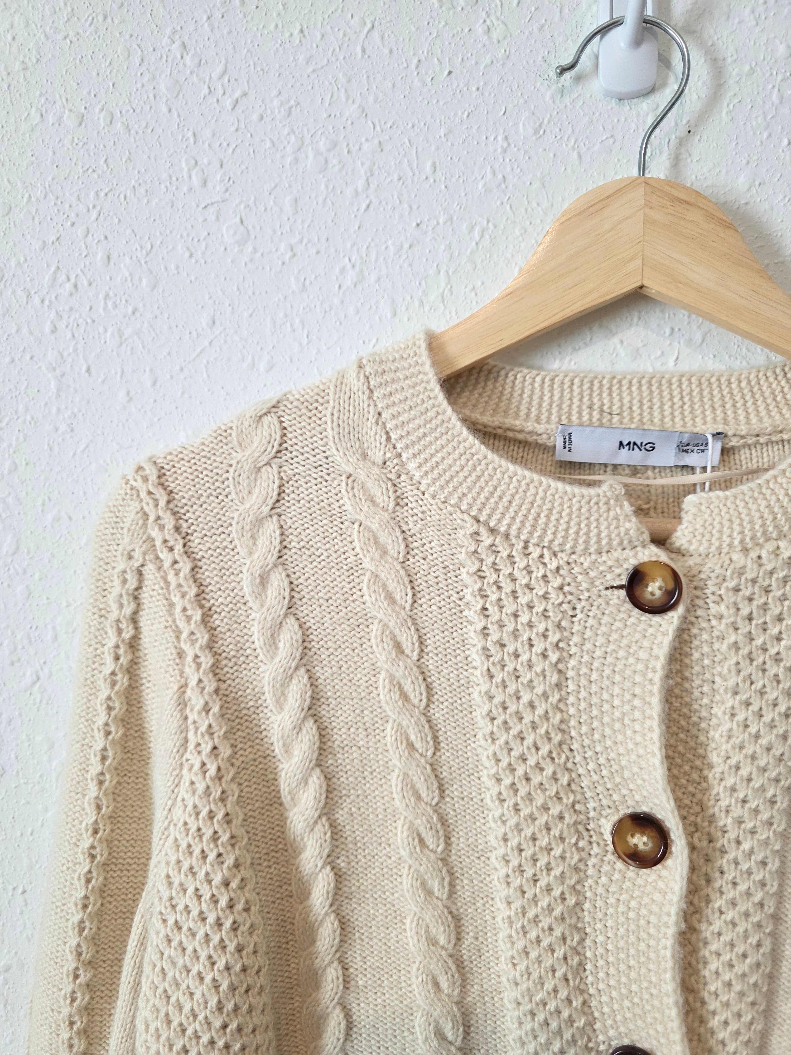 NEW Mango Cable Knit Wool Cardigan (S)