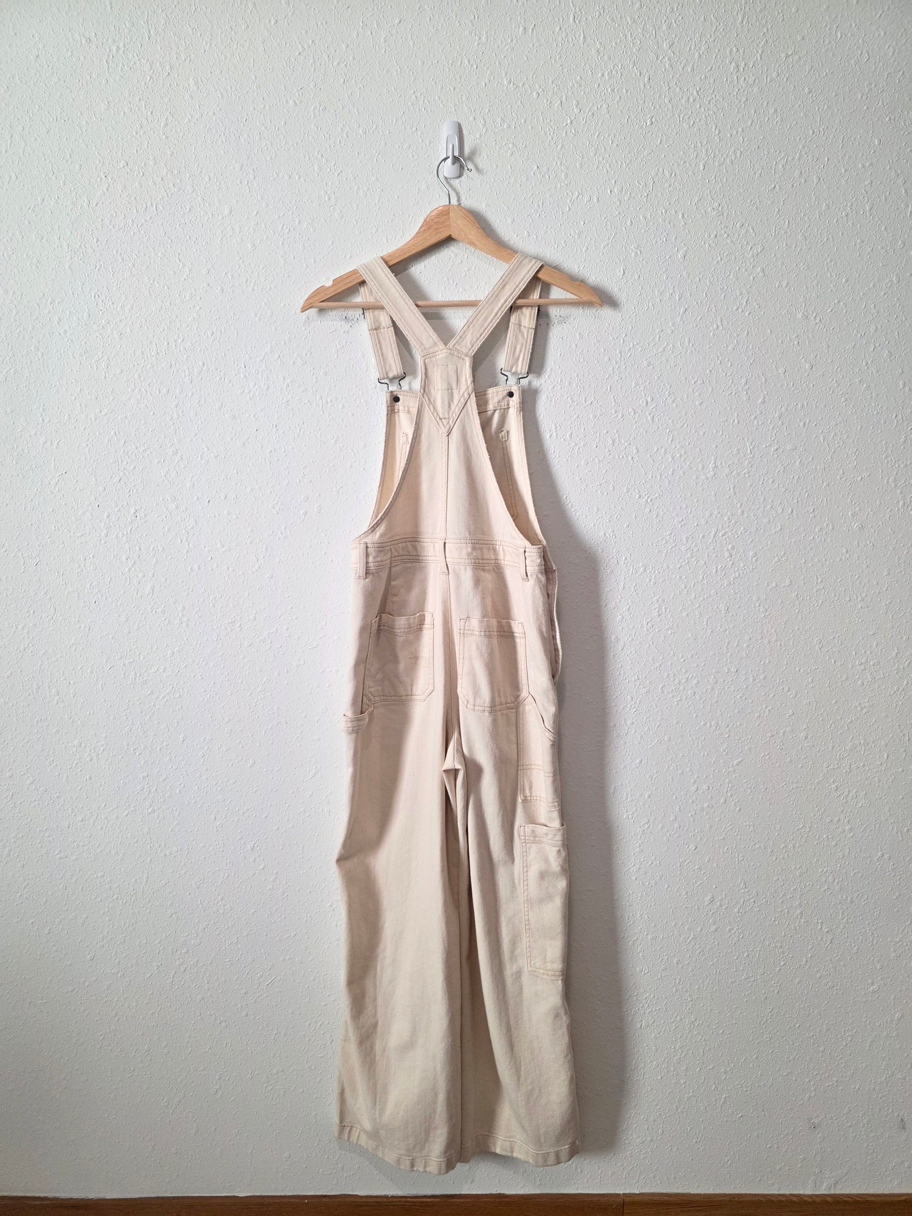 Aerie Ecru Wide Leg Overalls (XXS)