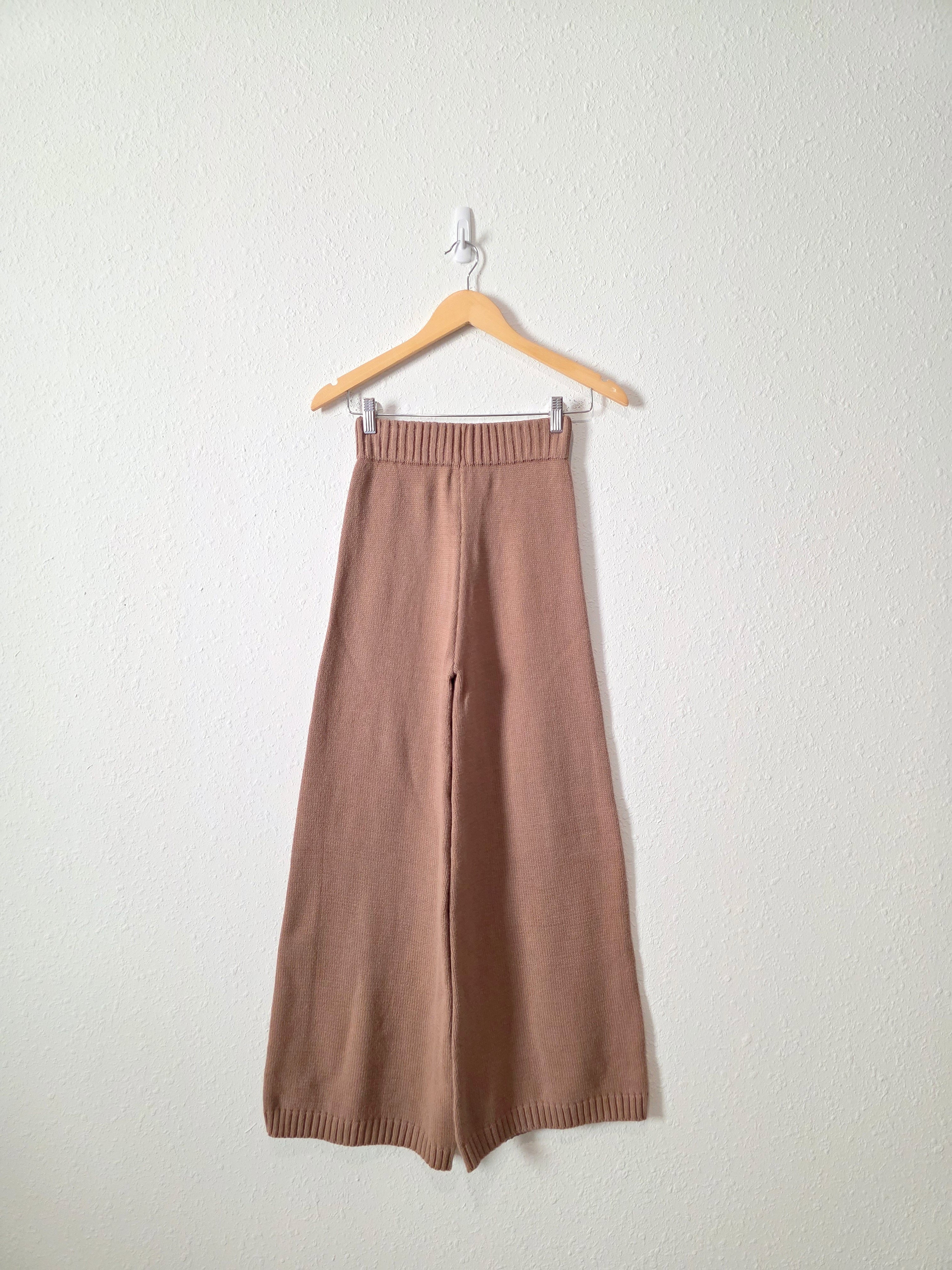 Brown Wide Leg Knit Pants (XS)