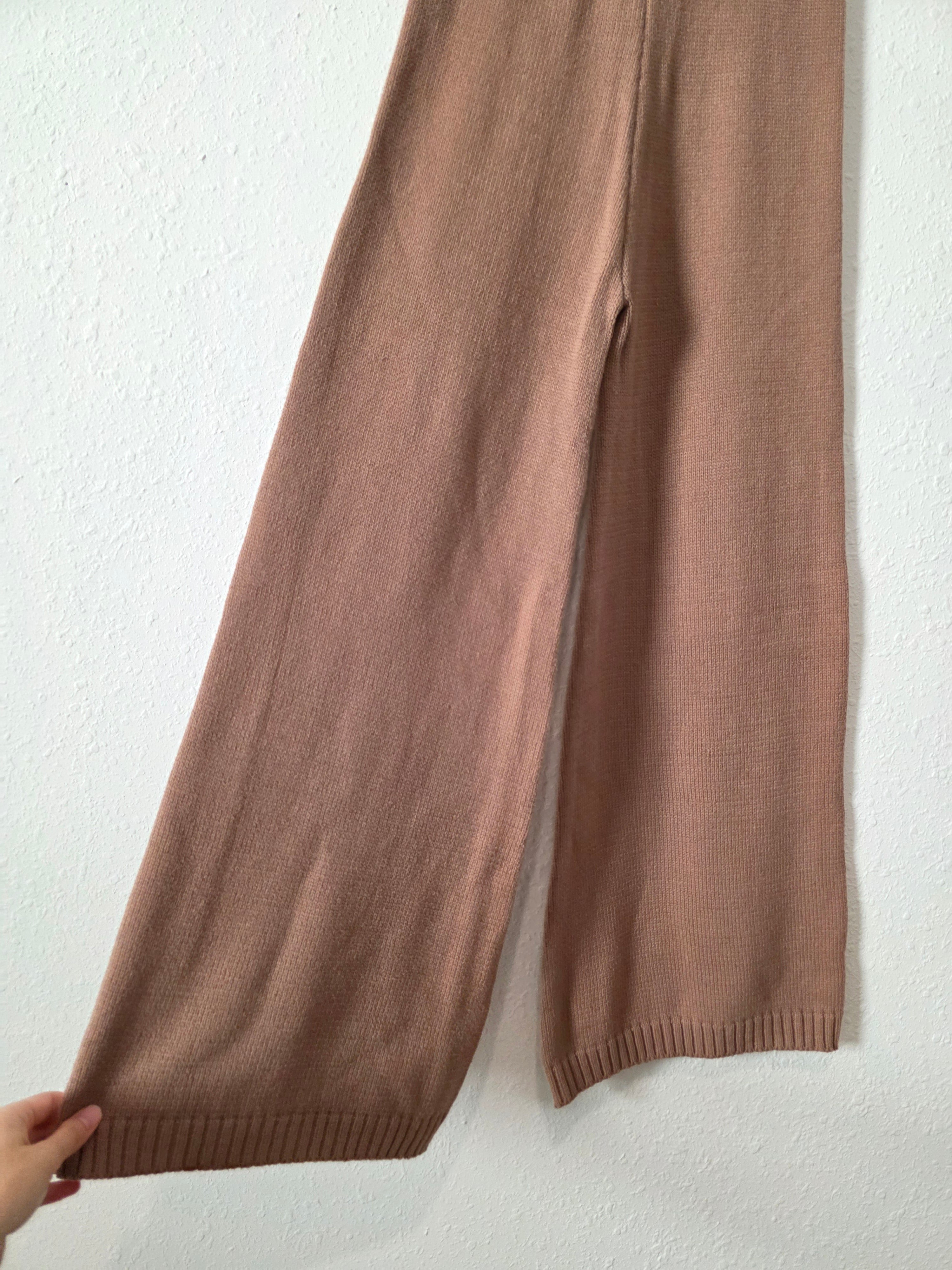 Brown Wide Leg Knit Pants (XS)