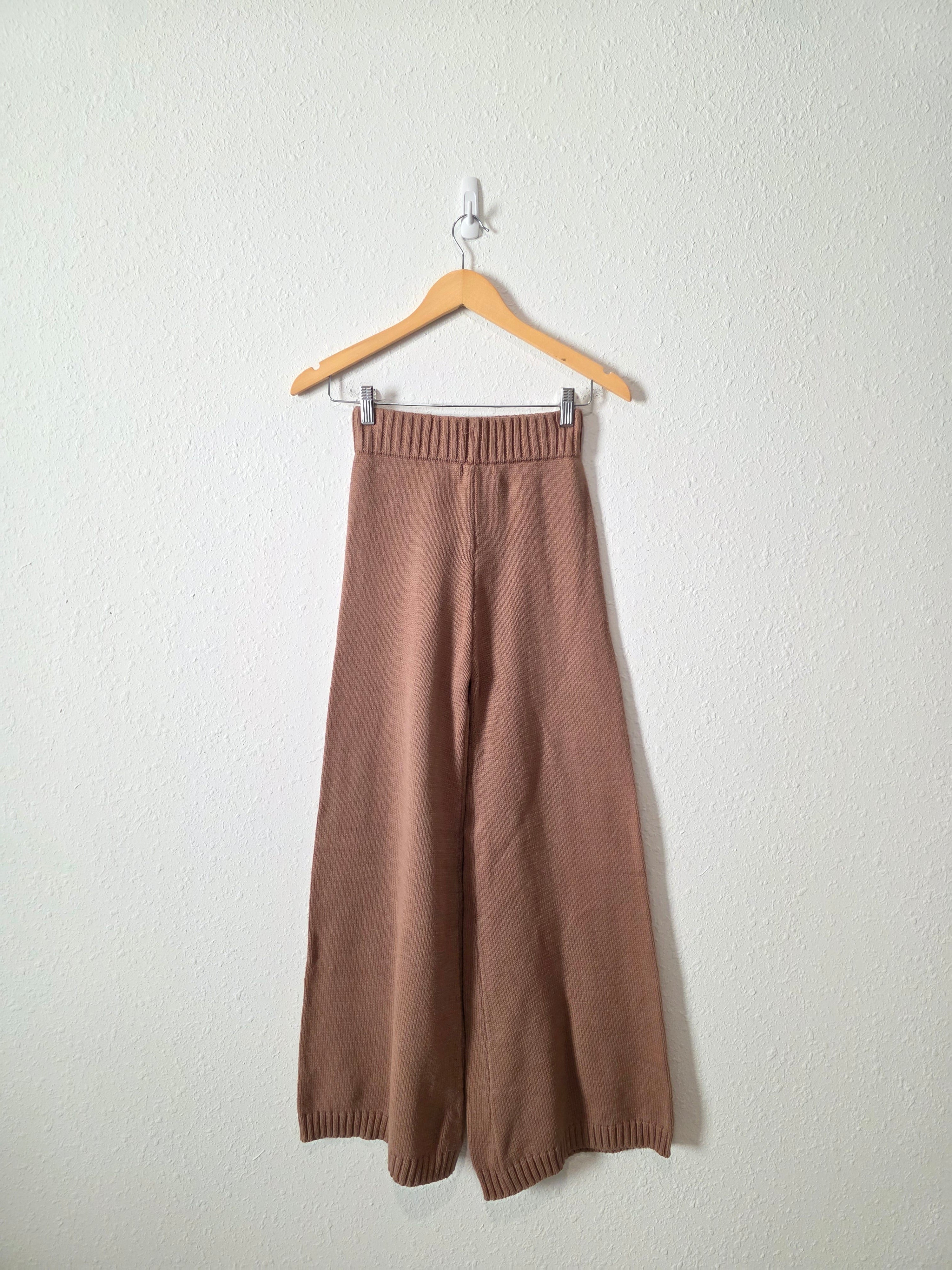 Brown Wide Leg Knit Pants (XS)