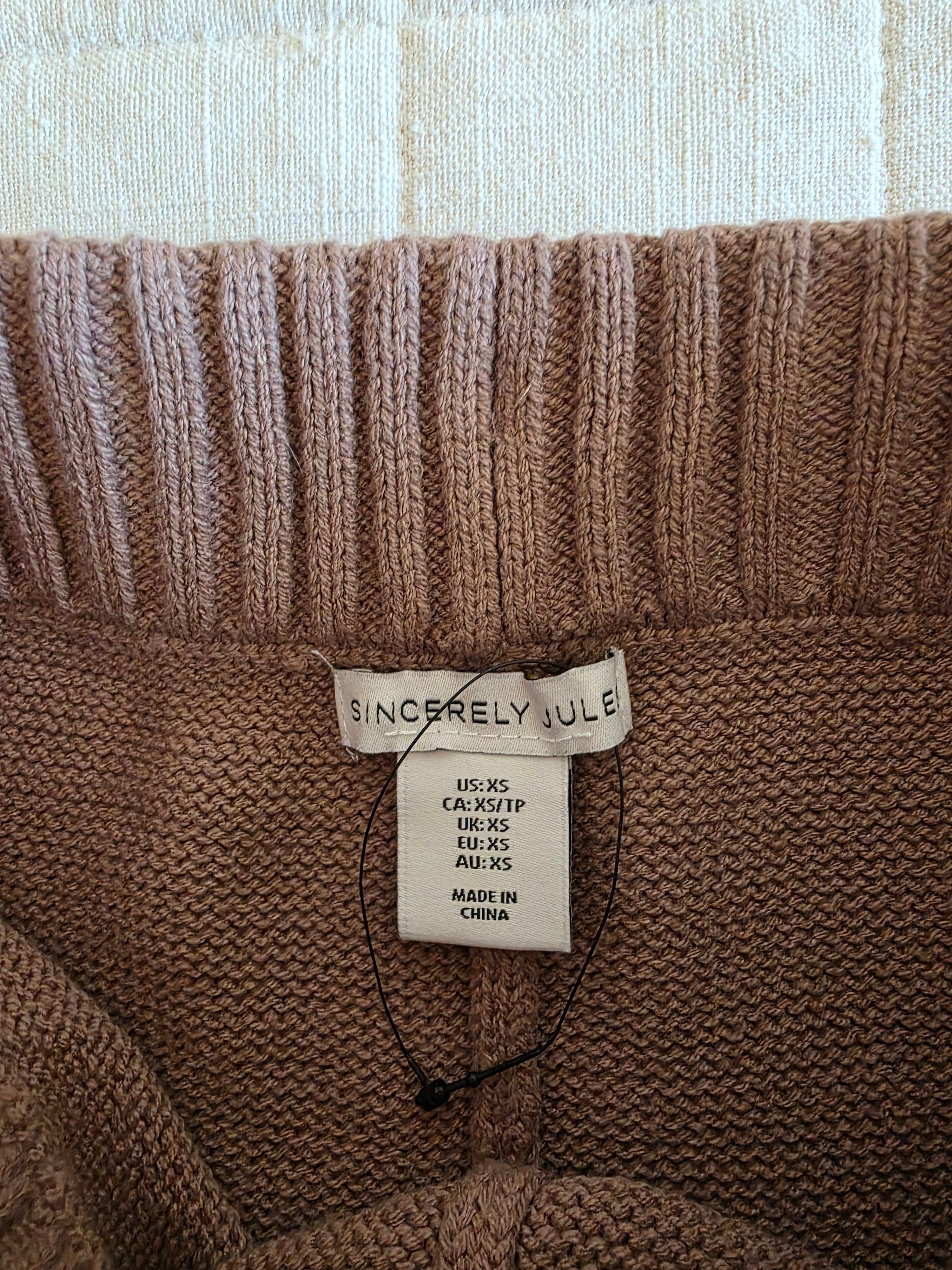 Brown Wide Leg Knit Pants (XS)