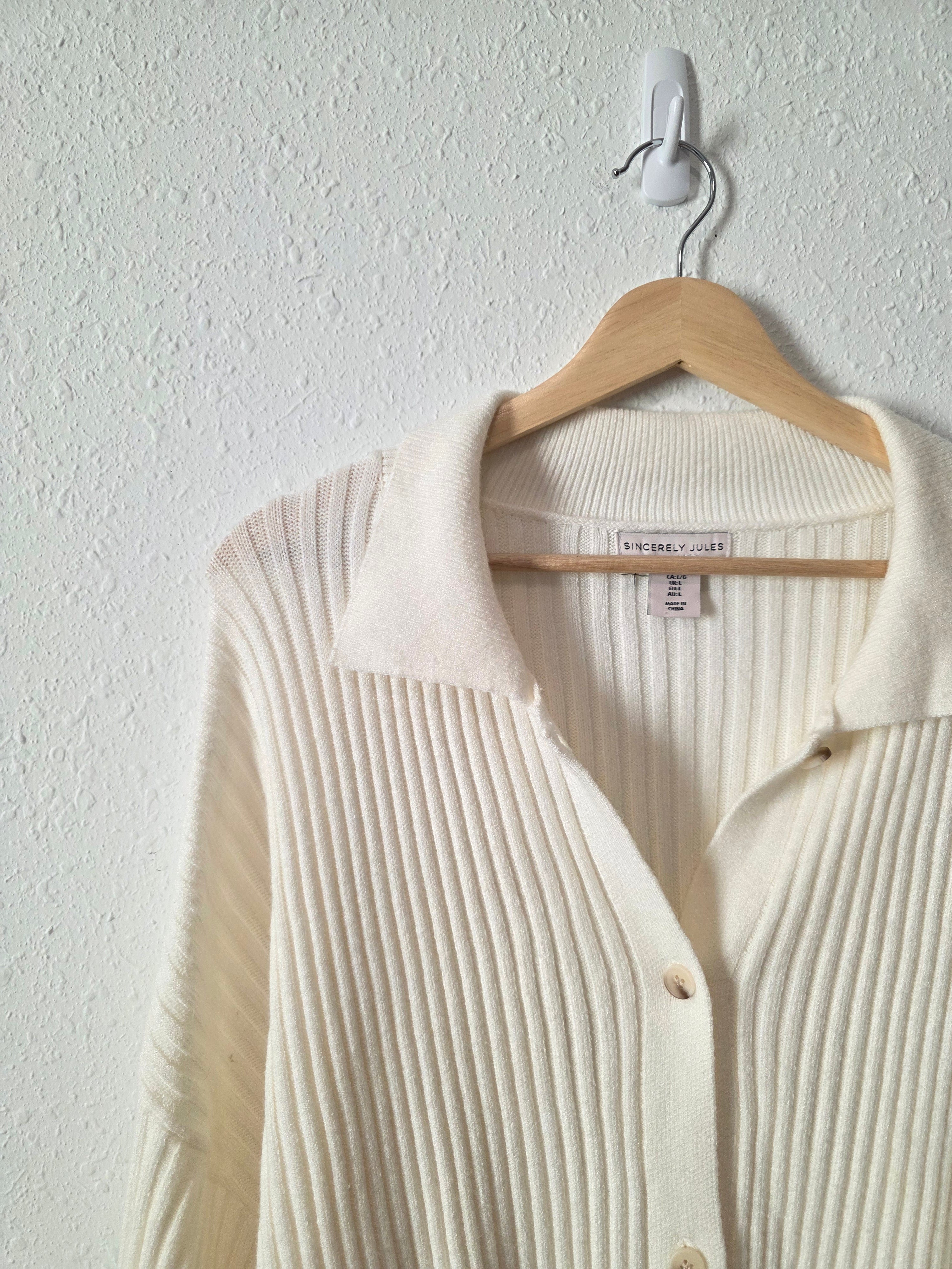 Ribbed Knit Button Up Sweater (L)