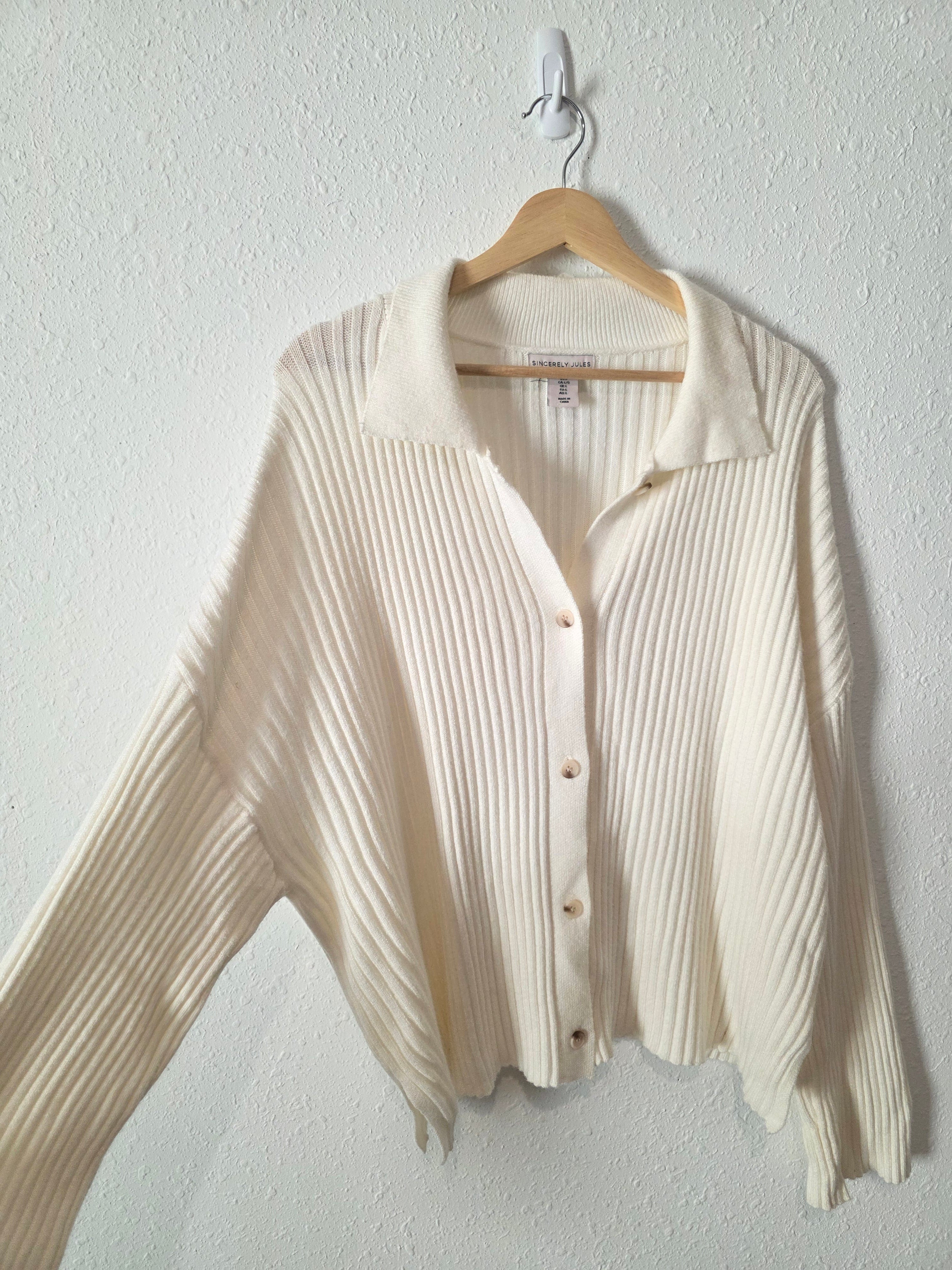 Ribbed Knit Button Up Sweater (L)