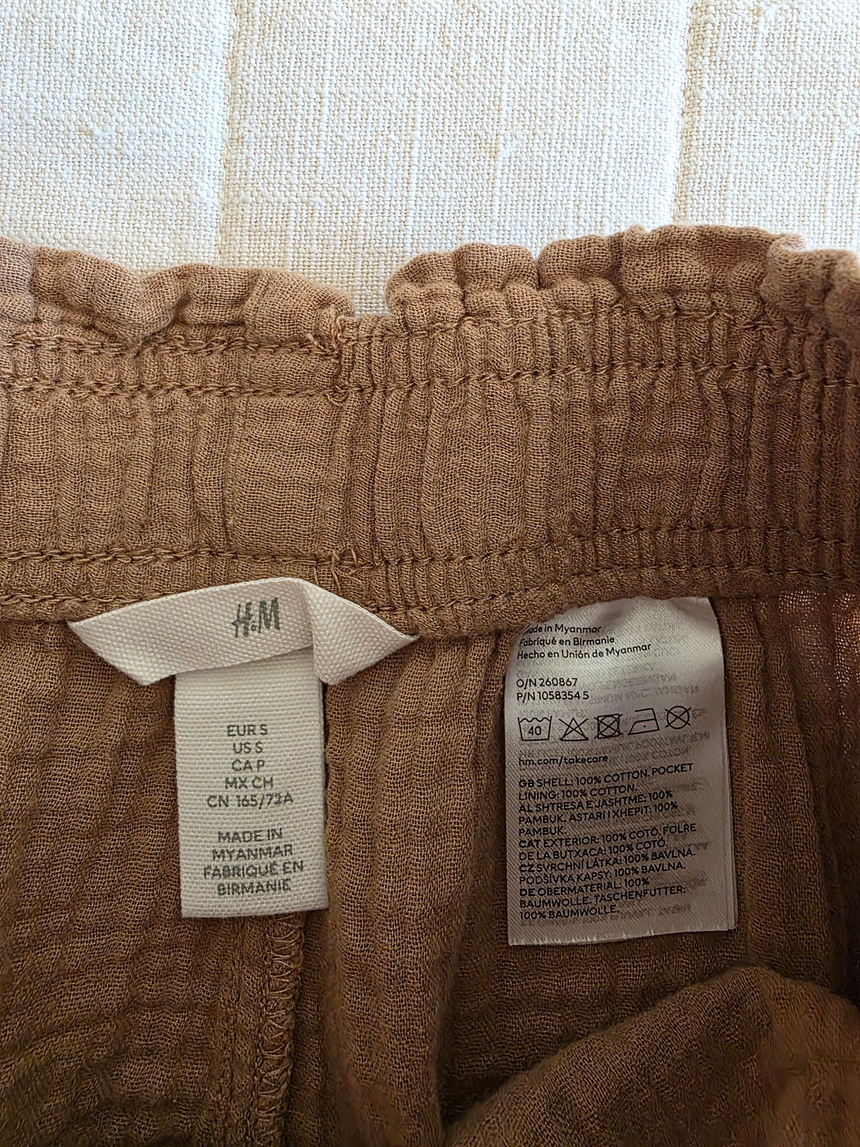 Cotton Gauze Crop Pants (S)