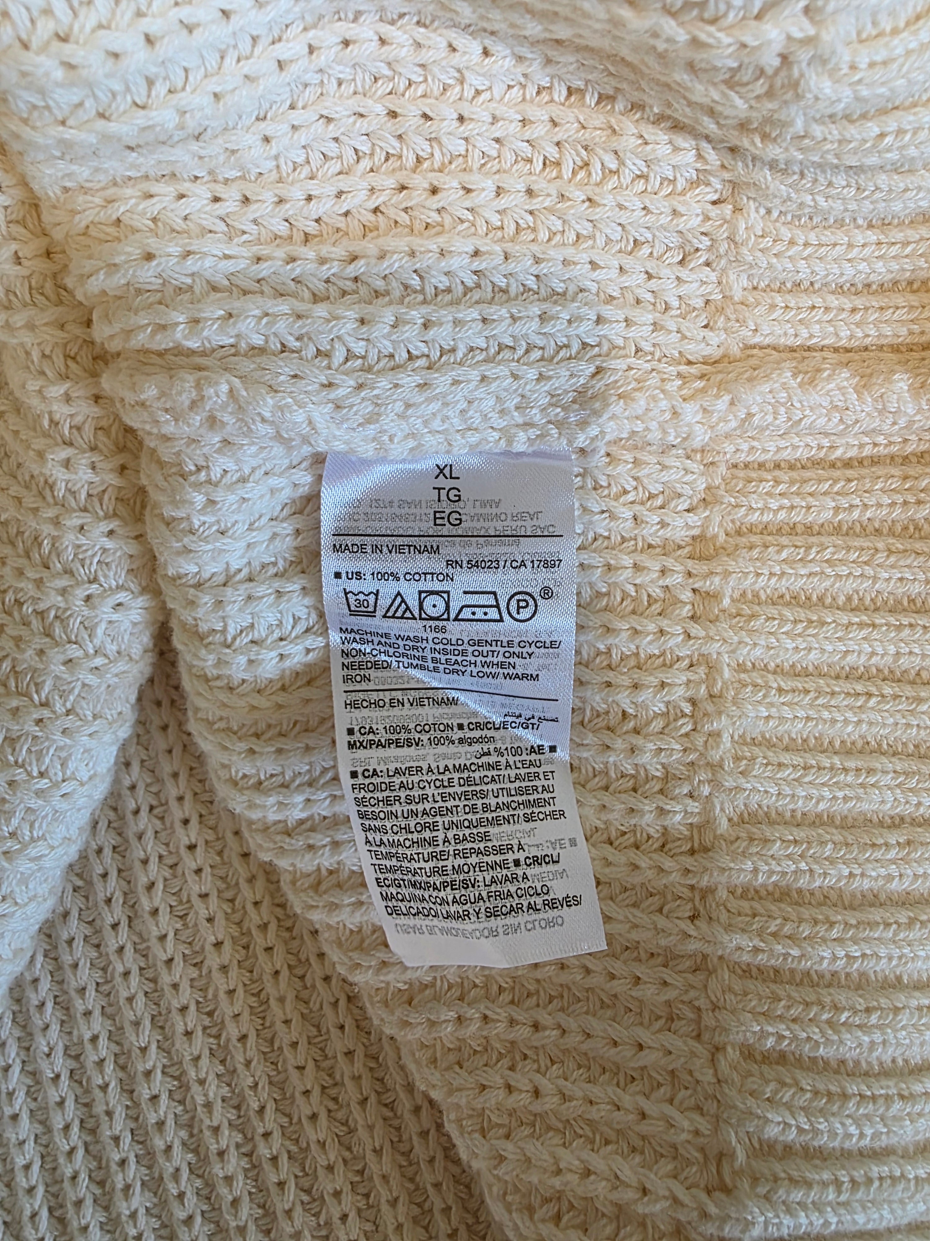 NEW Cream Cotton Sweater (XL)