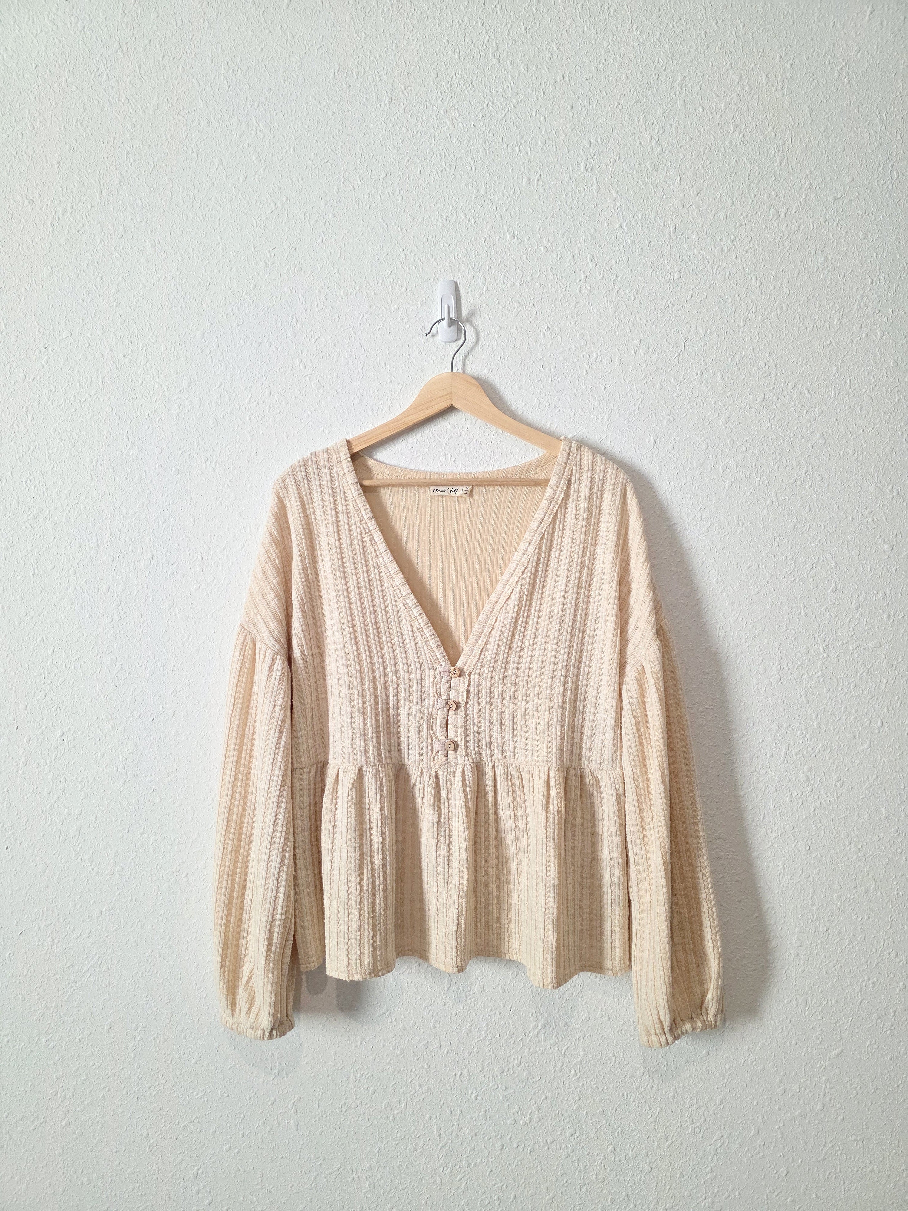 Cream Ribbed Babydoll Top (M)