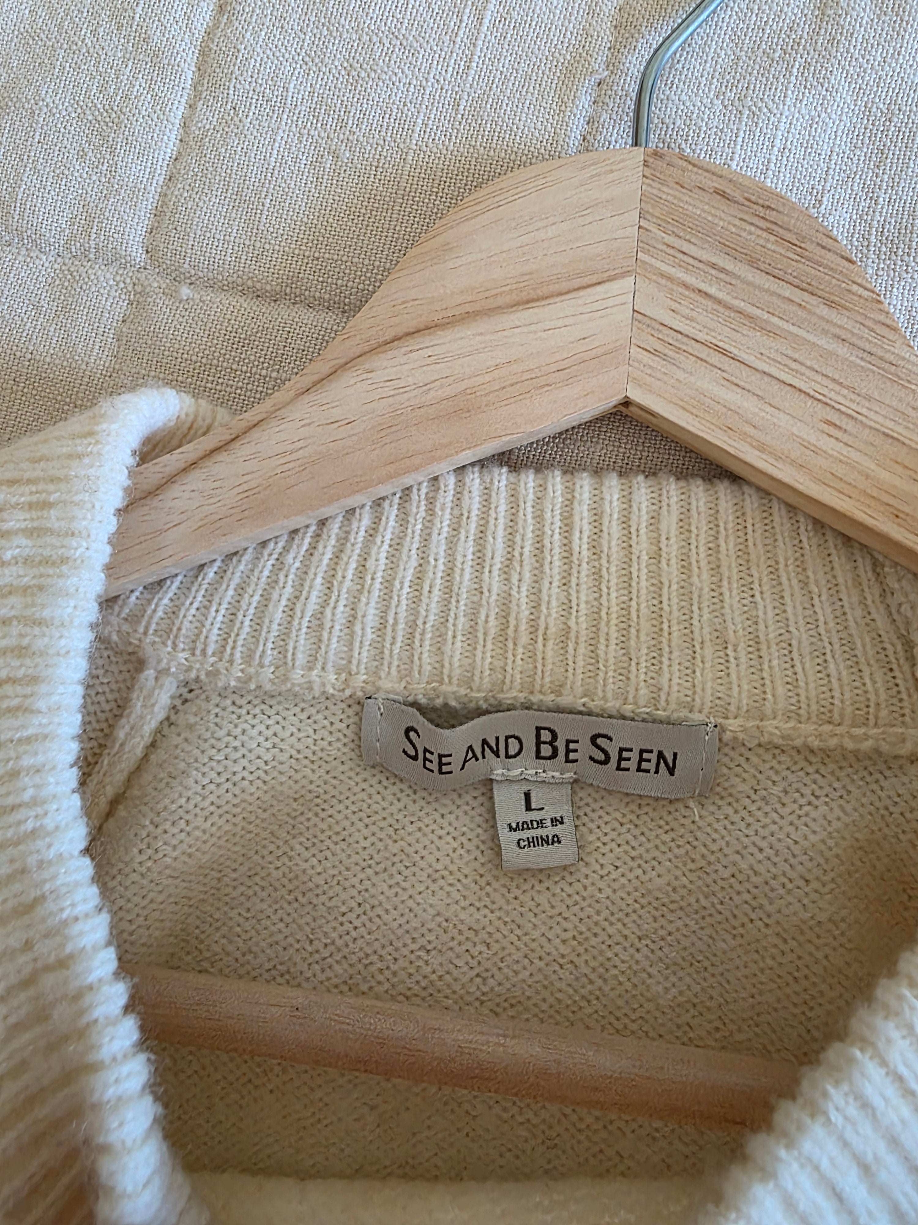 Cream Puff Sleeve Sweater (L)