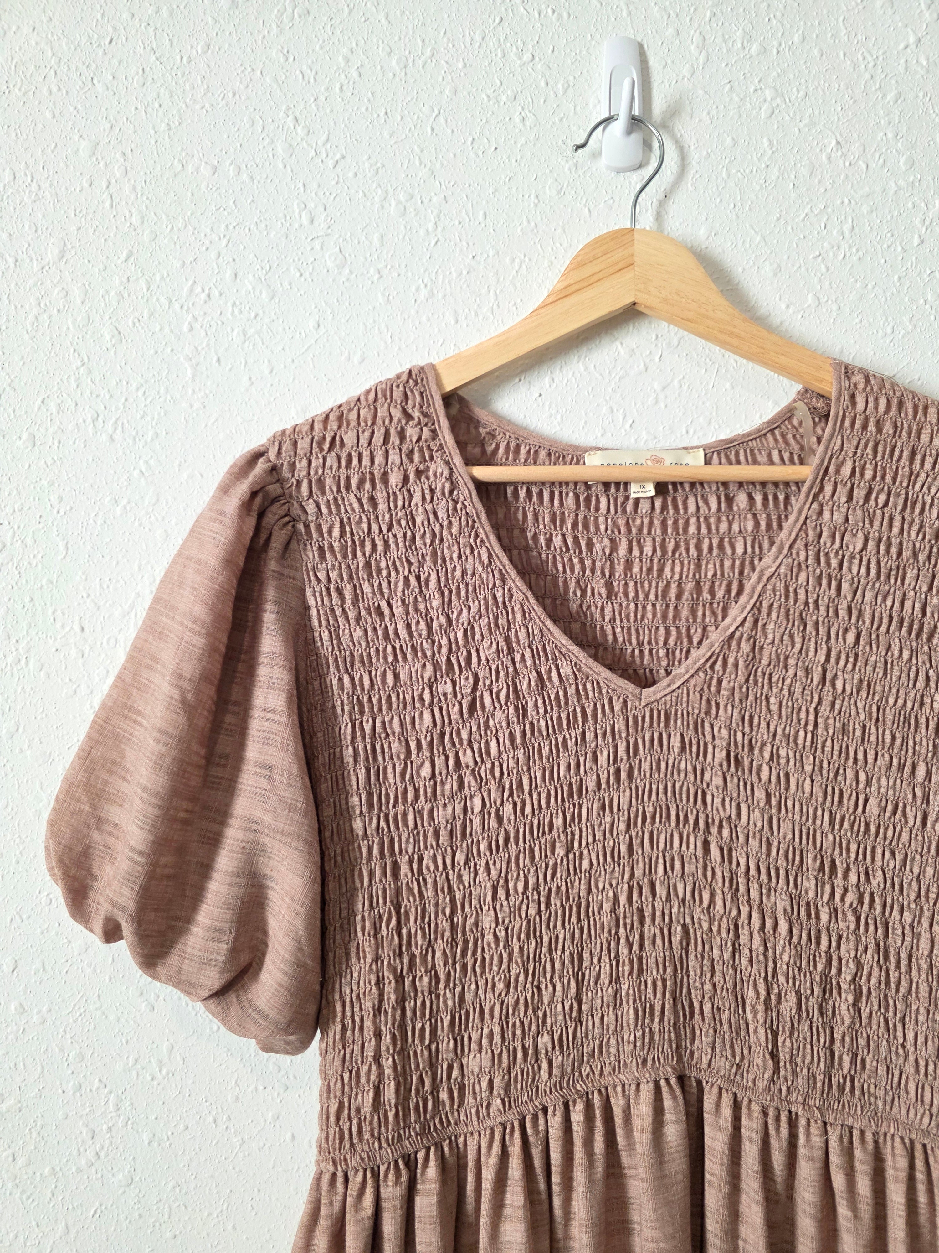 NEW Smocked Puff Sleeve Maxi Dress (1X)