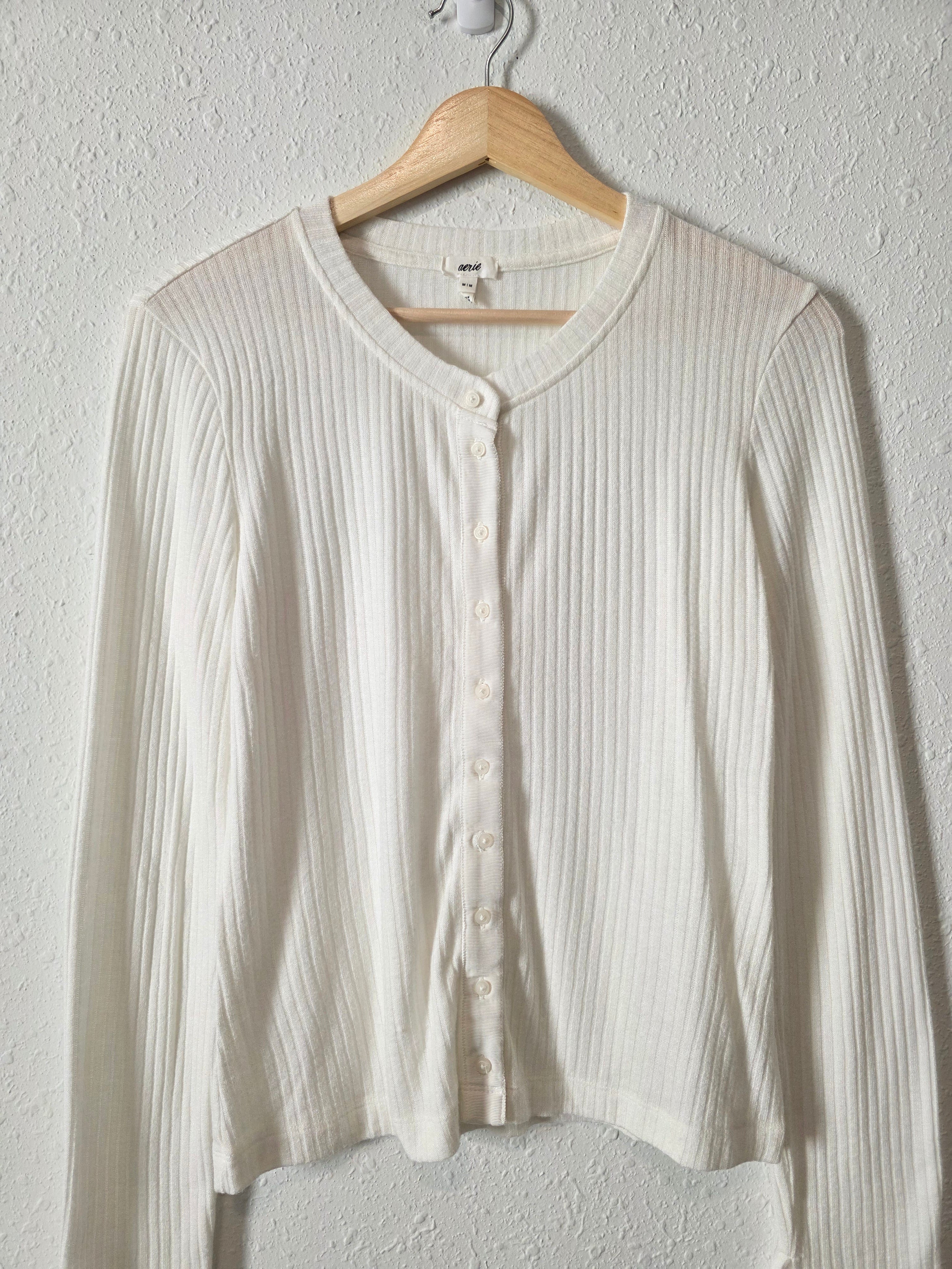 Aerie White Ribbed Tee (M)