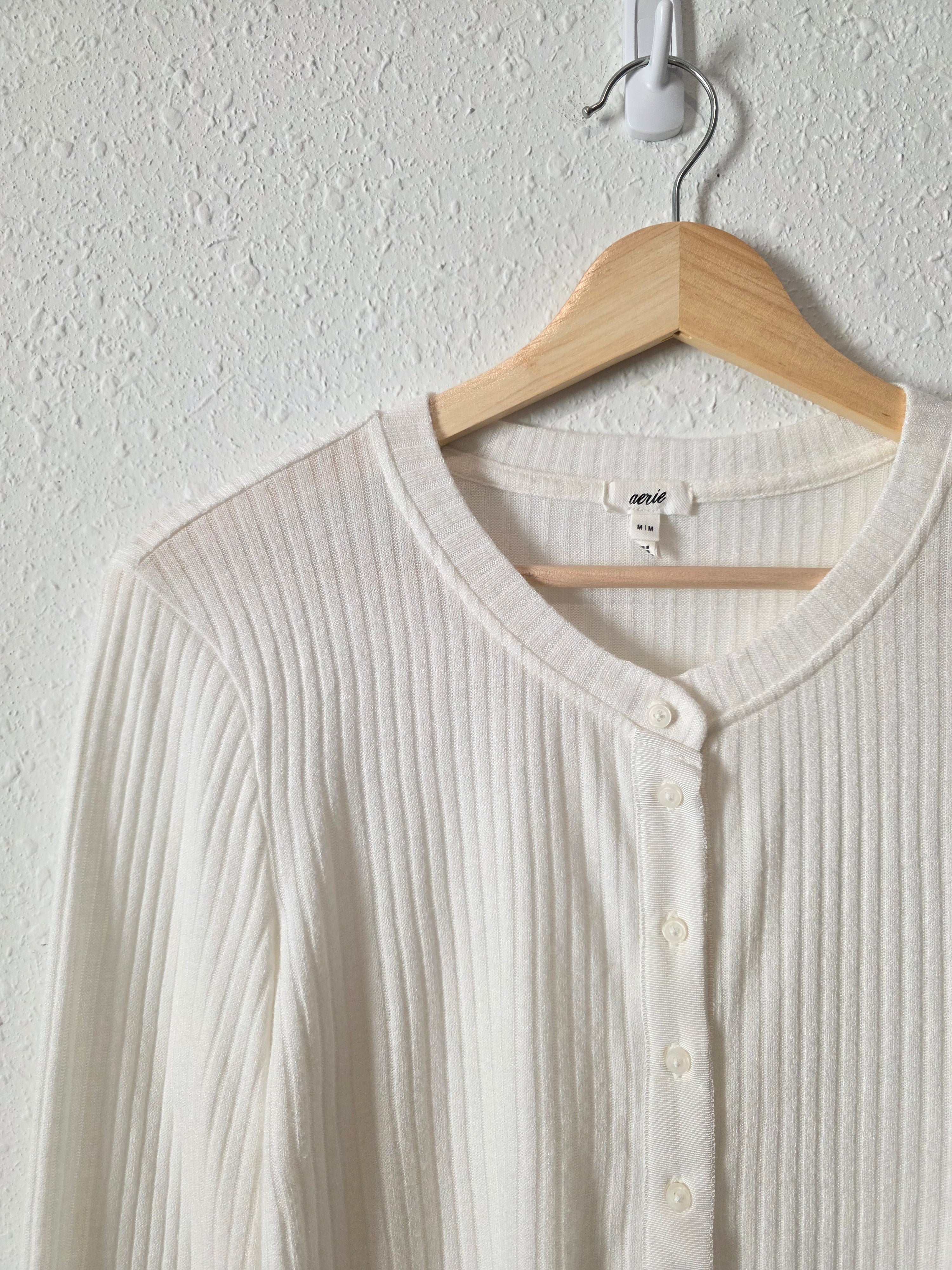 Aerie White Ribbed Tee (M)