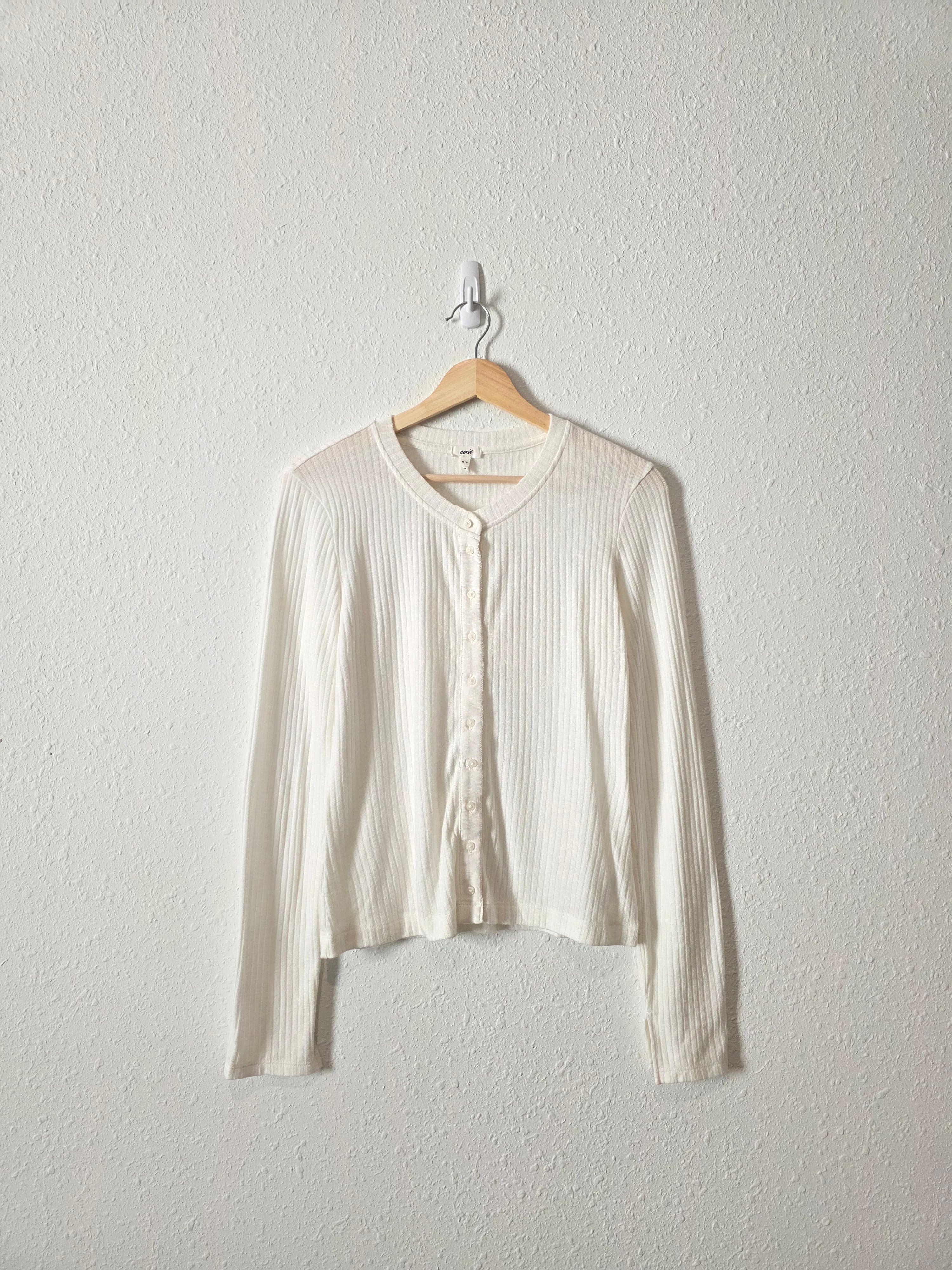 Aerie White Ribbed Tee (M)