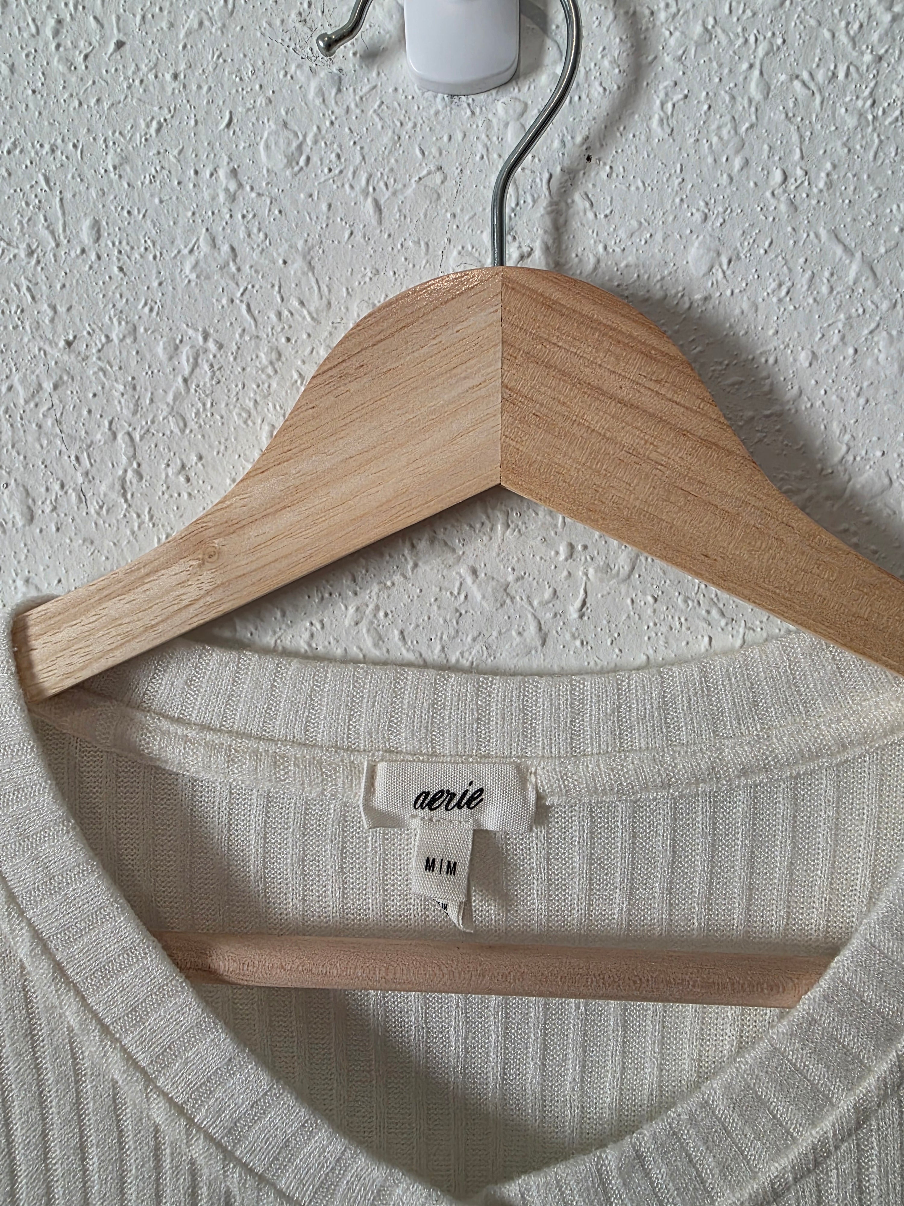 Aerie White Ribbed Tee (M)