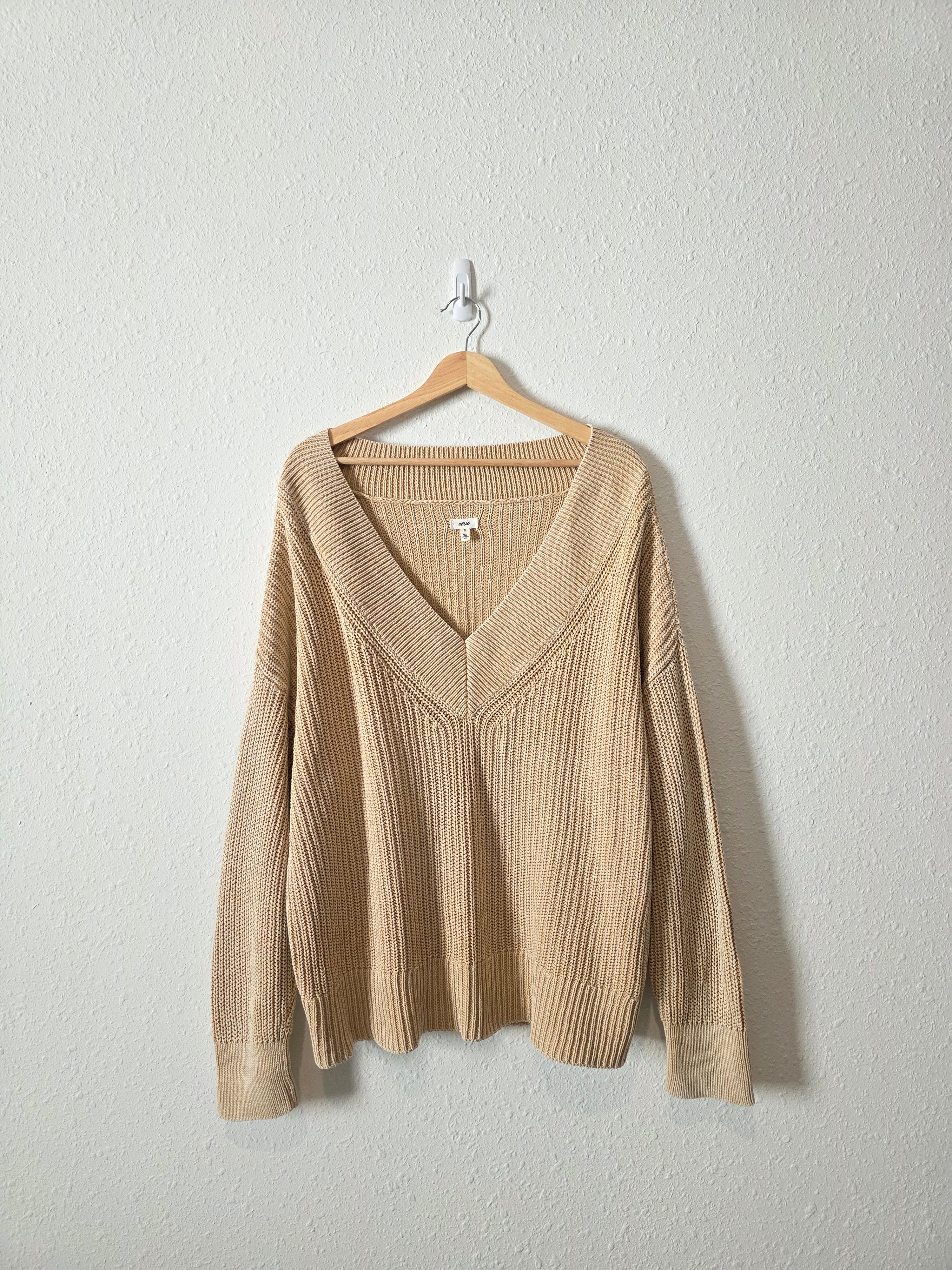Aerie V Neck Cotton Sweater (XL)