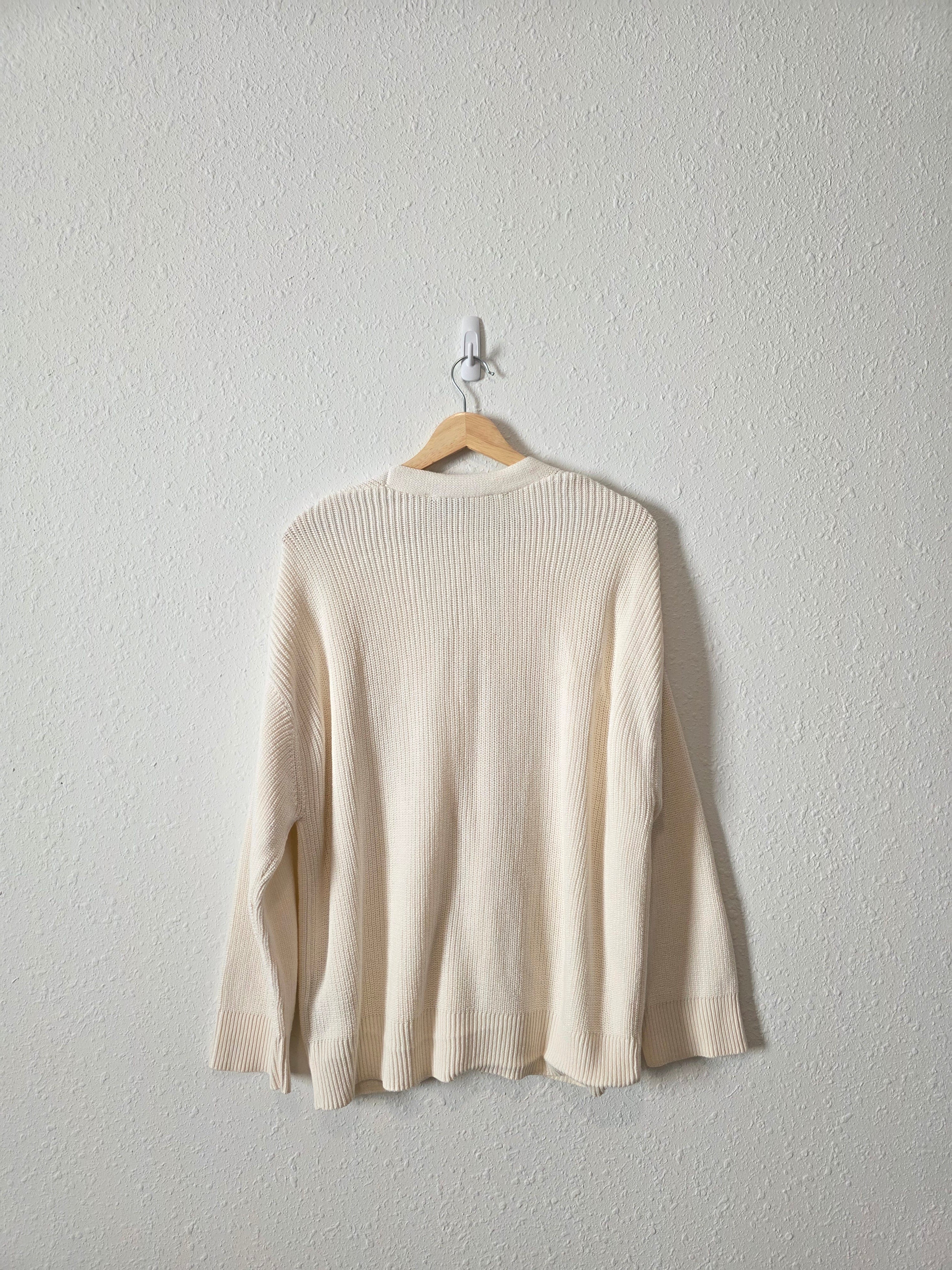 Ribbed Cotton Cardigan Sweater (XL)