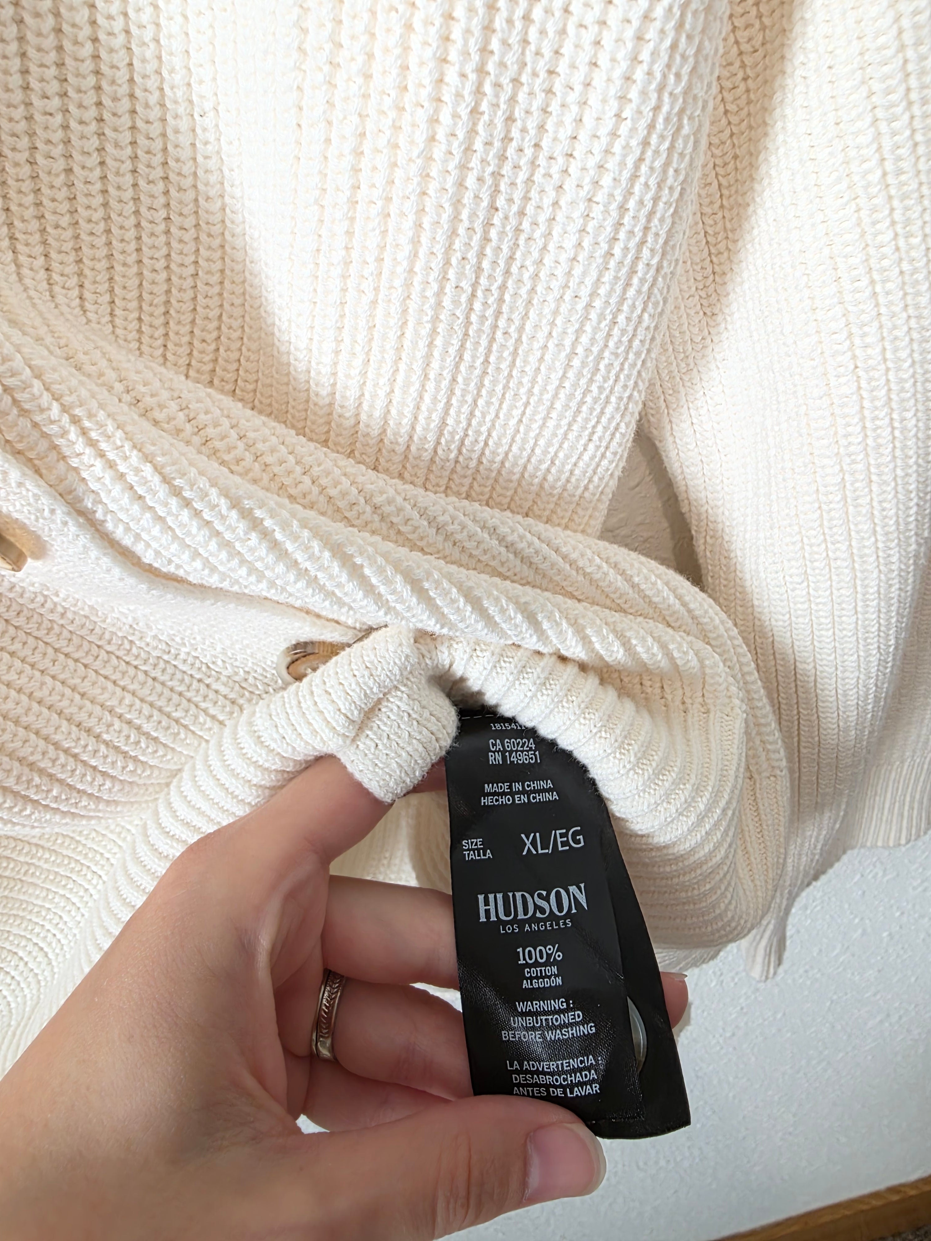 Ribbed Cotton Cardigan Sweater (XL)