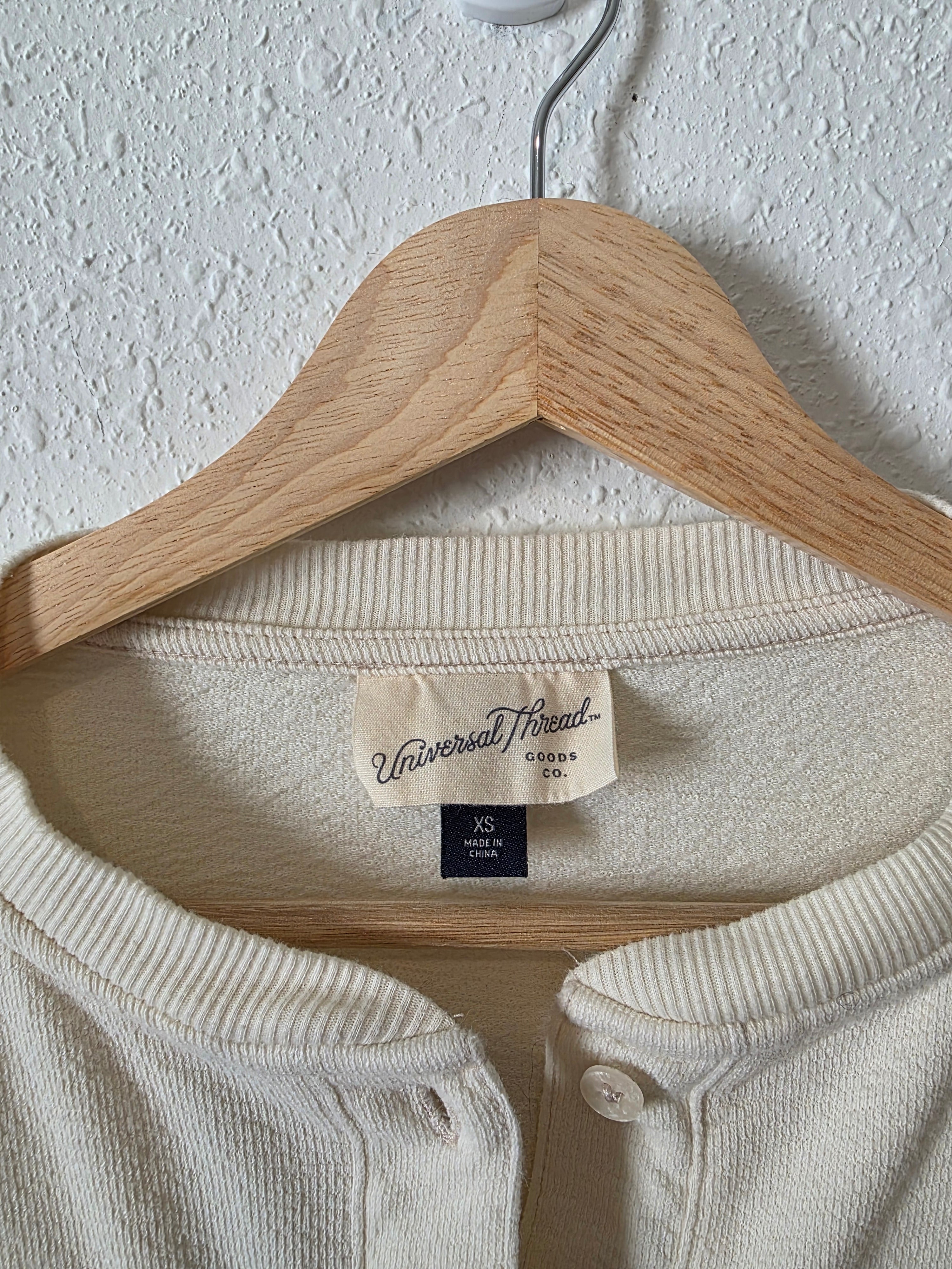 Oversized Cotton Henley Tee (XS)