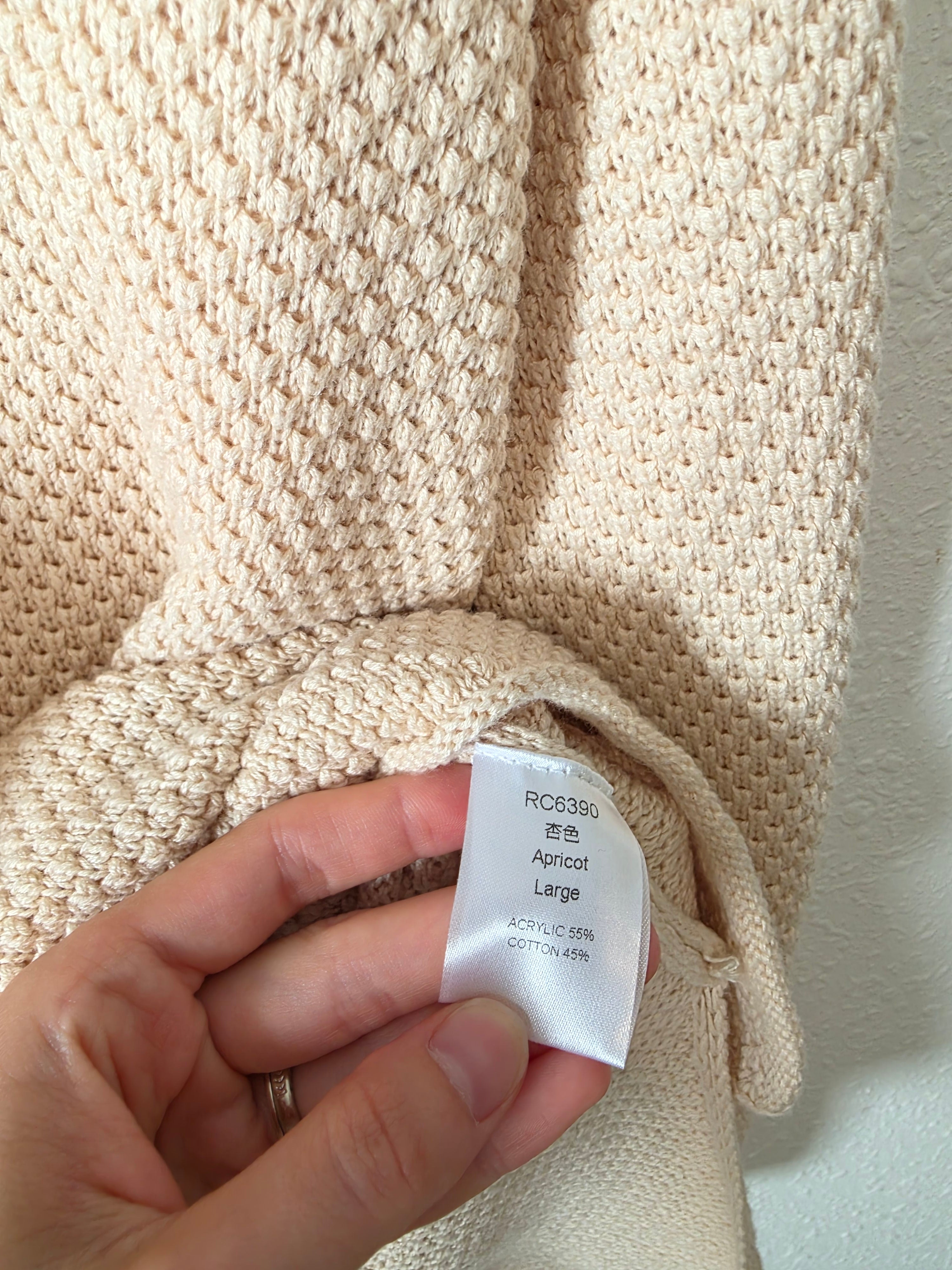 Cream Waffle Henley Sweater (L)